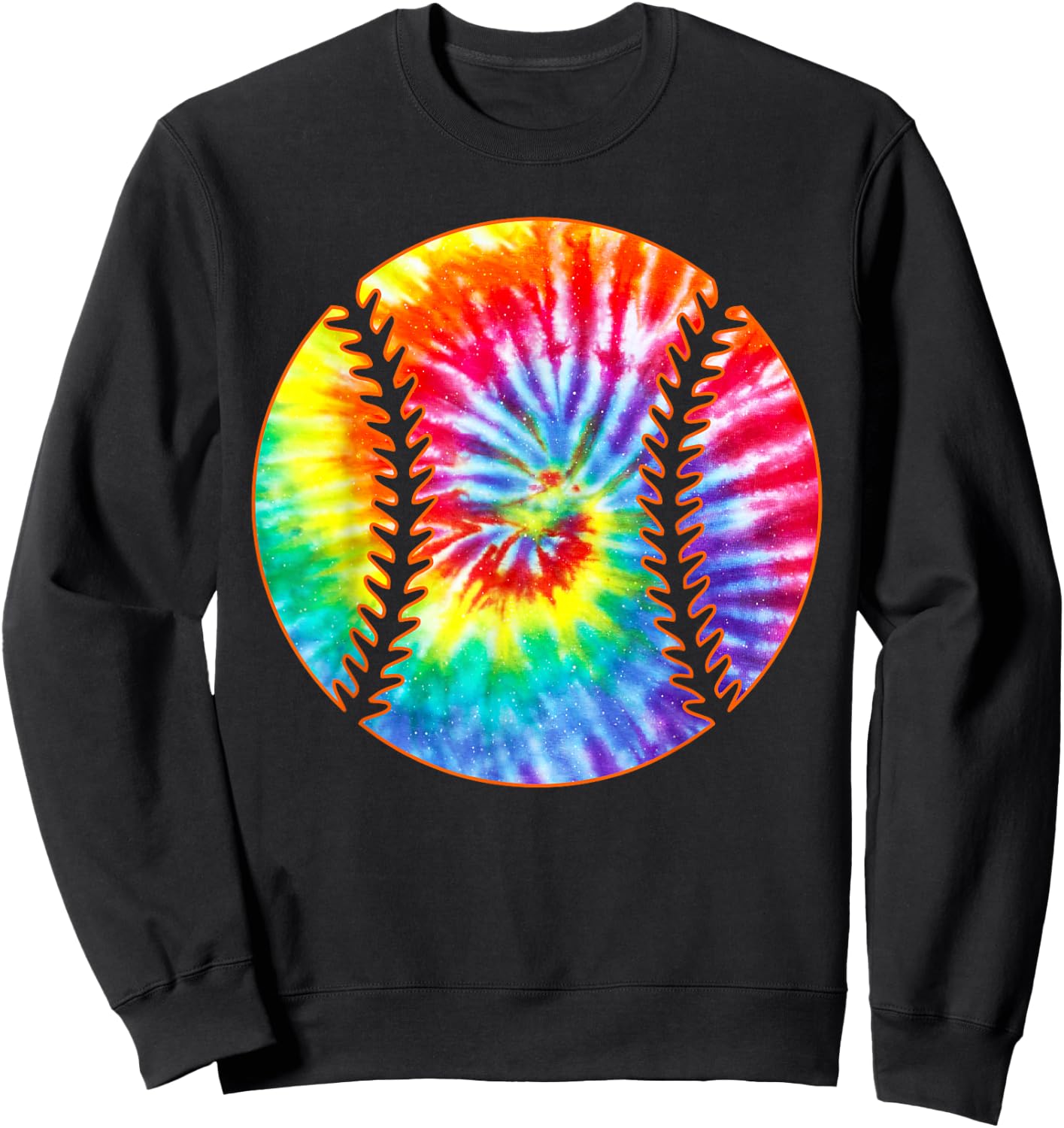Tie Dye Colorful Baseball Lover Player Cute Tie Dye Baseball Sweatshirt - Sweatshirt | Black