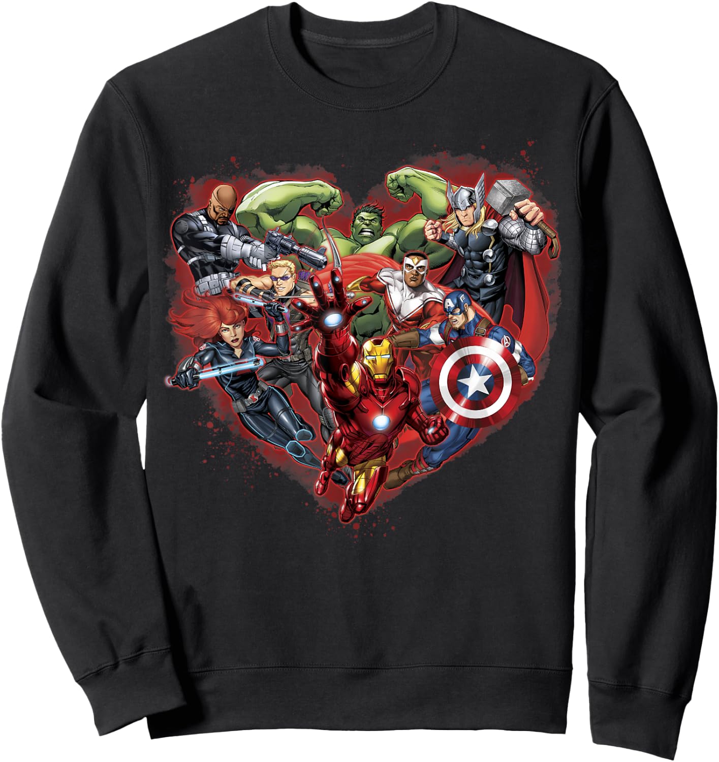 Marvel Avengers Heart Group Shot Valentine Graphic Sweatshirt - Sweatshirt | Black