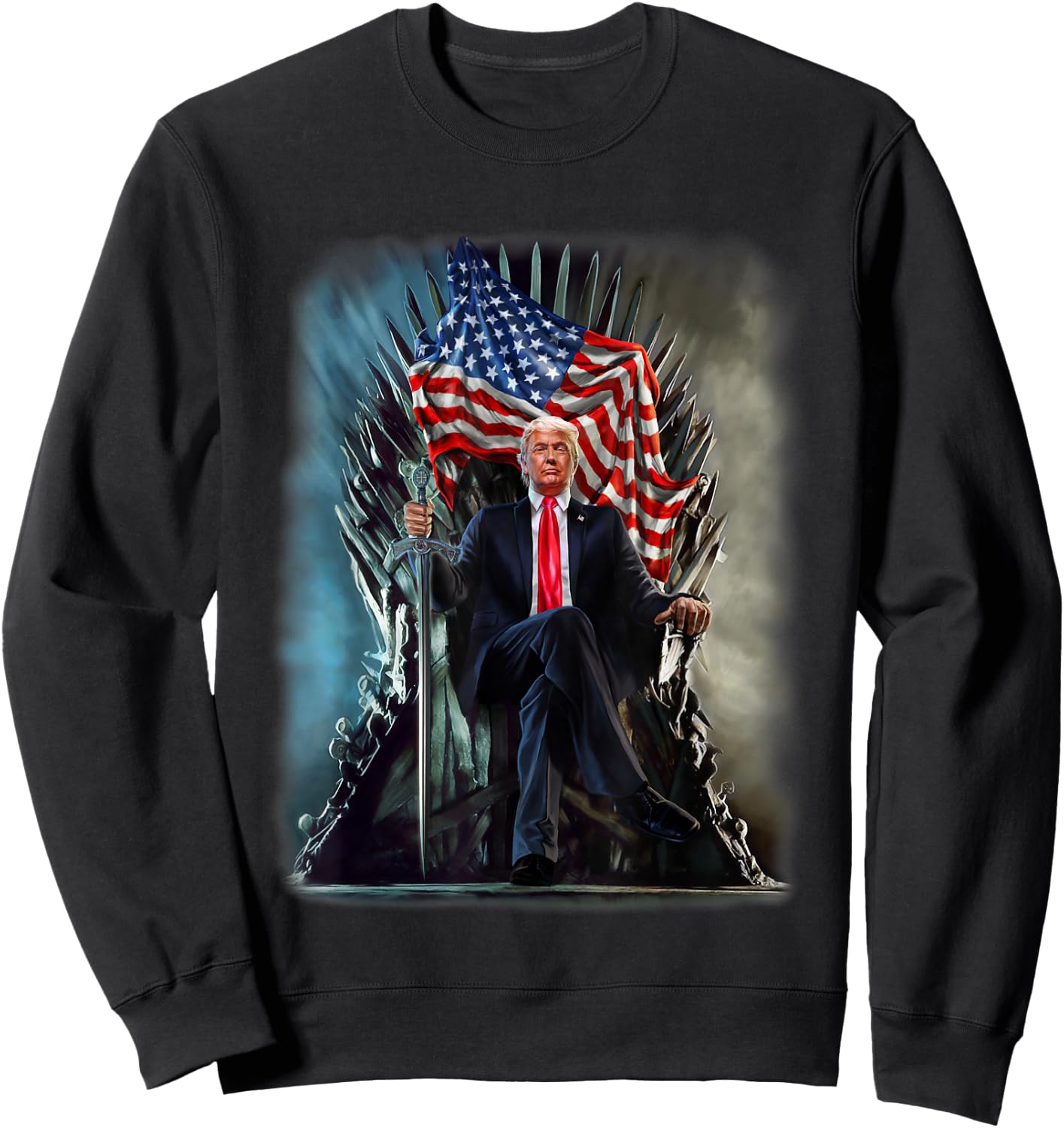 President Donald Trump on United States Throne Sweatshirt - Sweatshirt | Black