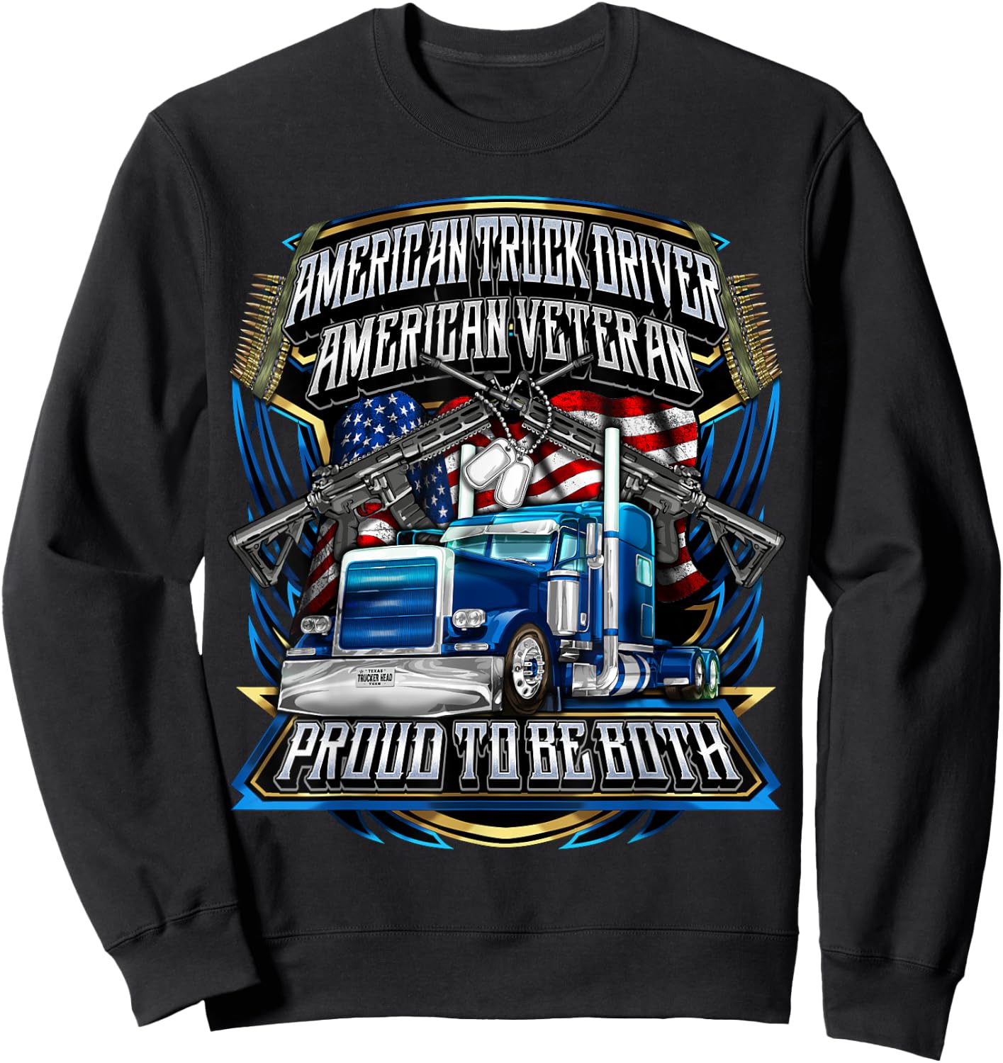 Truck Driver Veteran Trucker Sweatshirt - Sweatshirt | Black