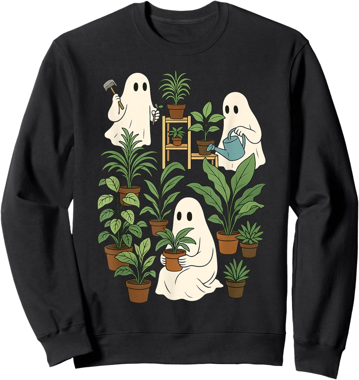 Ghost Plant Spooky Season Halloween Gardening Garden Lover Sweatshirt - Sweatshirt | Black