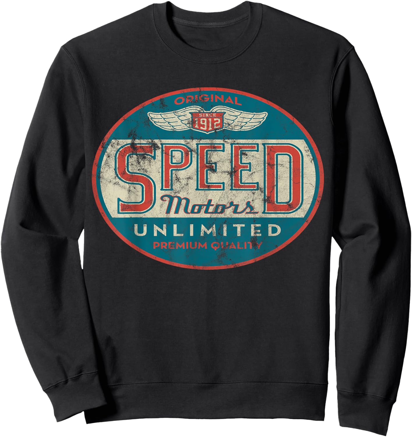 Vintage Speed Motor (Distressed Shirts Women & Men) Sweatshirt - Sweatshirt | Black