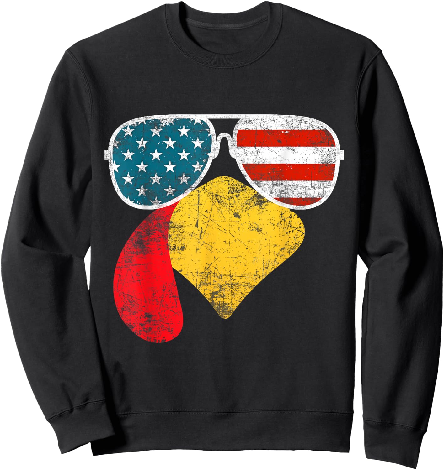 Family Thanksgiving 2025 Outfit Turkey Face Thanksgiving Matching for Kids, Women, Men - Brown, Short Sleeve, Classic Fit, U-Neck, Graphic, Pull On, 1 Count Sweatshirt - Sweatshirt | Black