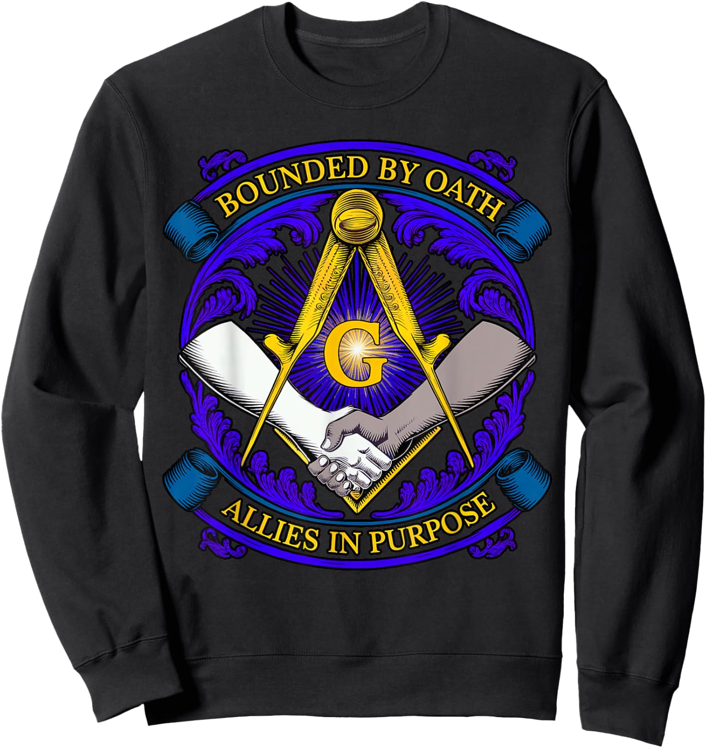 Masonic symbol with "Allies in Purpose" oath, freemason S&C Sweatshirt - Sweatshirt | Black