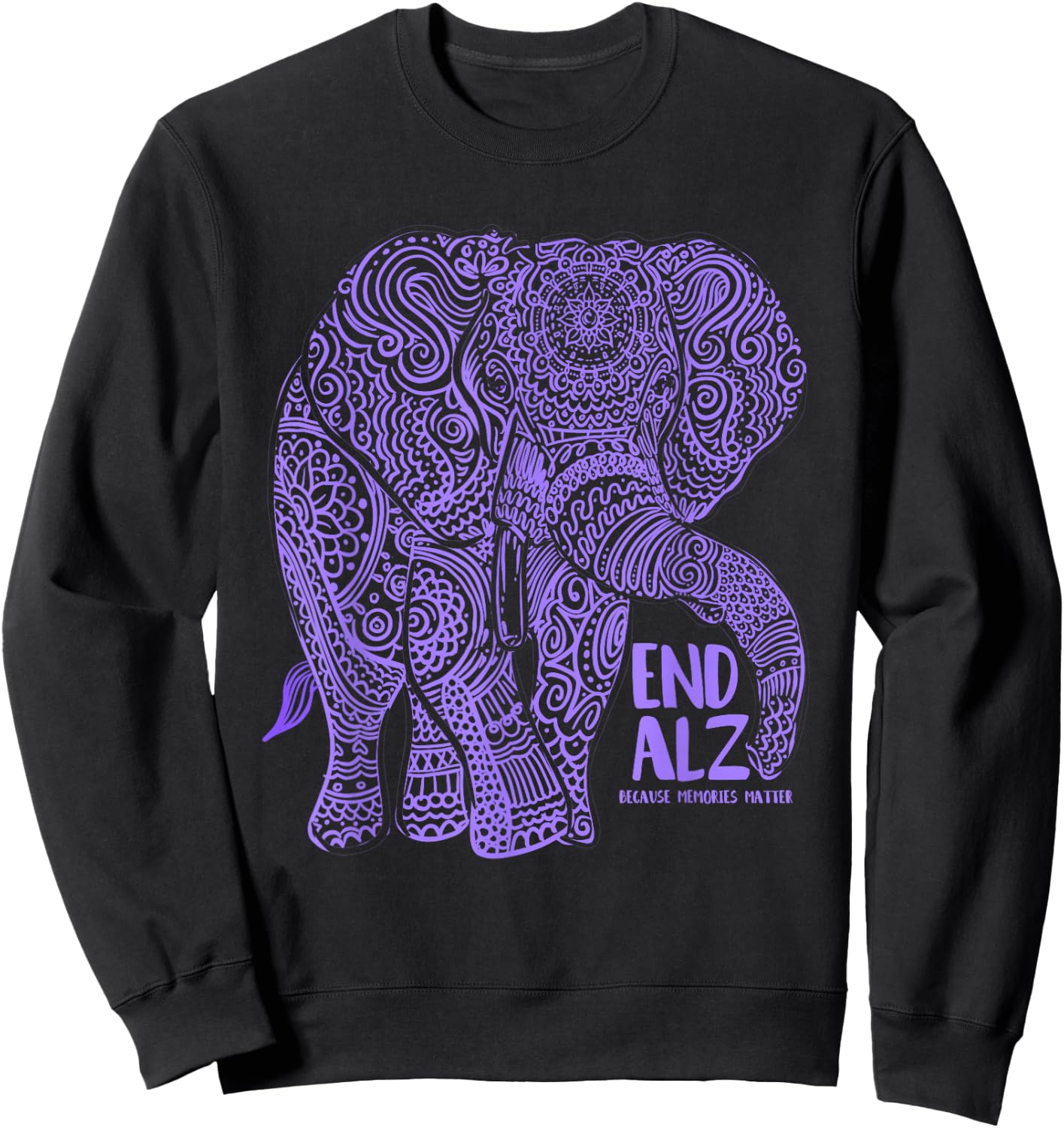 Purple Elephant Alzheimer Awareness Apparel & Gifts, END ALZ Small Sweatshirt - Sweatshirt | Black