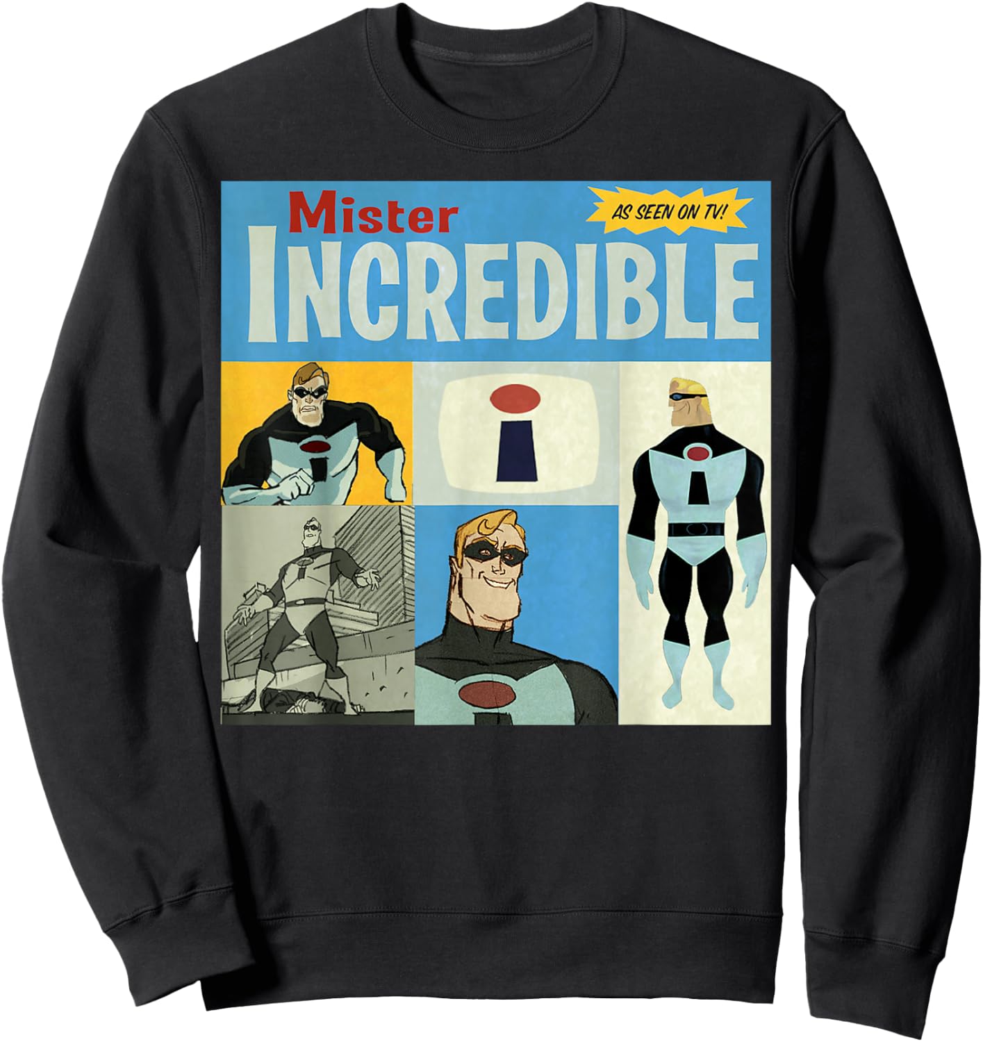 Disney Pixar The Incredibles As Seen On TV Vintage Box Up Sweatshirt - Sweatshirt | Black