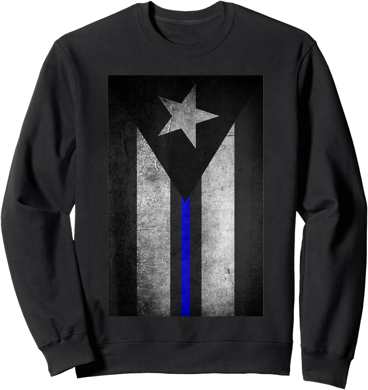 Puerto Rico Flag Police Thin Blue Line Dirty Sweatshirt - Sweatshirt | Black