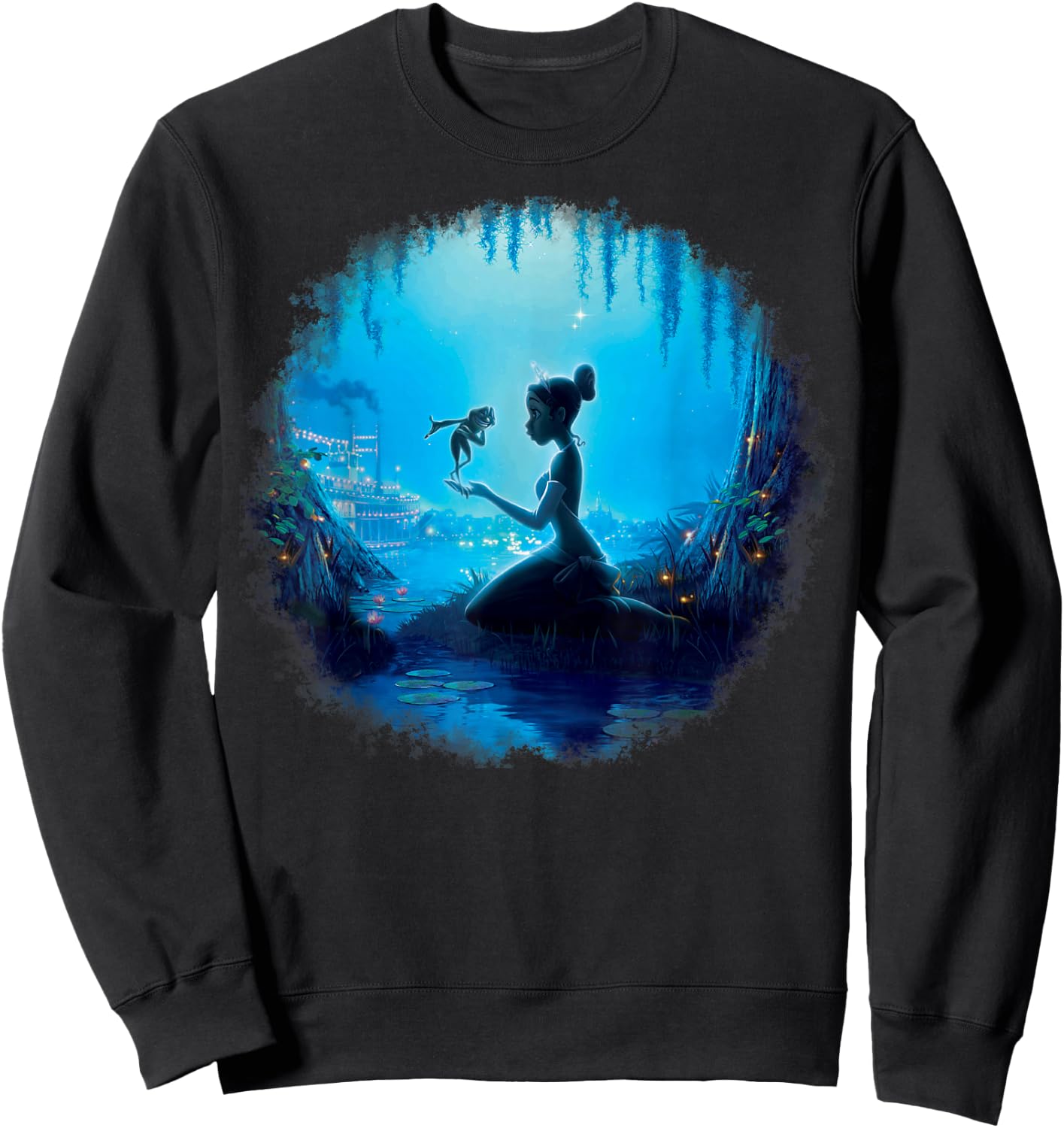 Disney Princess and The Frog Swamp Night Graphic Sweatshirt - Sweatshirt | Black