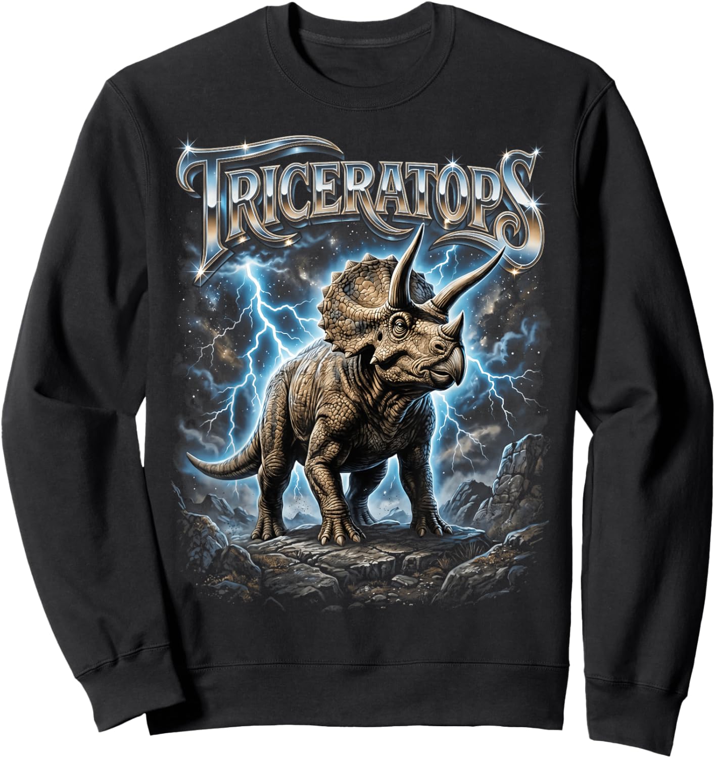 Triceratops Bootleg Vintage Sweatshirt - Sweatshirt | Black