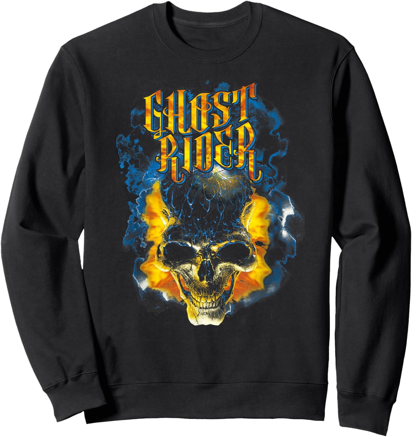Marvel Ghost Rider Skull Urban Street Flames Graphic Sweatshirt - Sweatshirt | Black