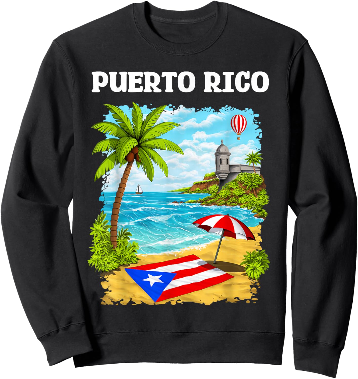 Puerto Rico Boricua Heritage Proud Puerto Rican Flag Sweatshirt - Sweatshirt | Black