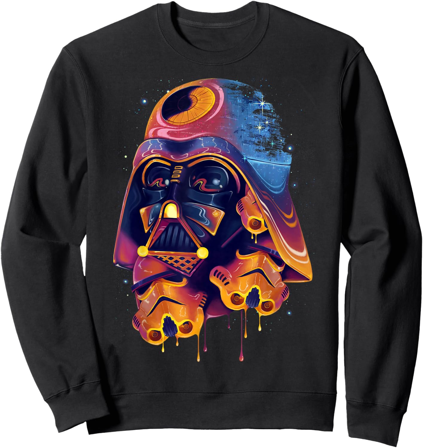 Star Wars Darth Vader Trooper Helmets Psychedelic Drip Sweatshirt - Sweatshirt | Black