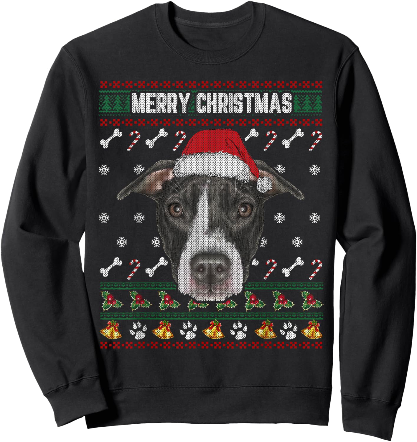 Merry Christmas T Shirt Pit Bull Lovers Ugly Xmas Sweater Sweatshirt - Sweatshirt | Black