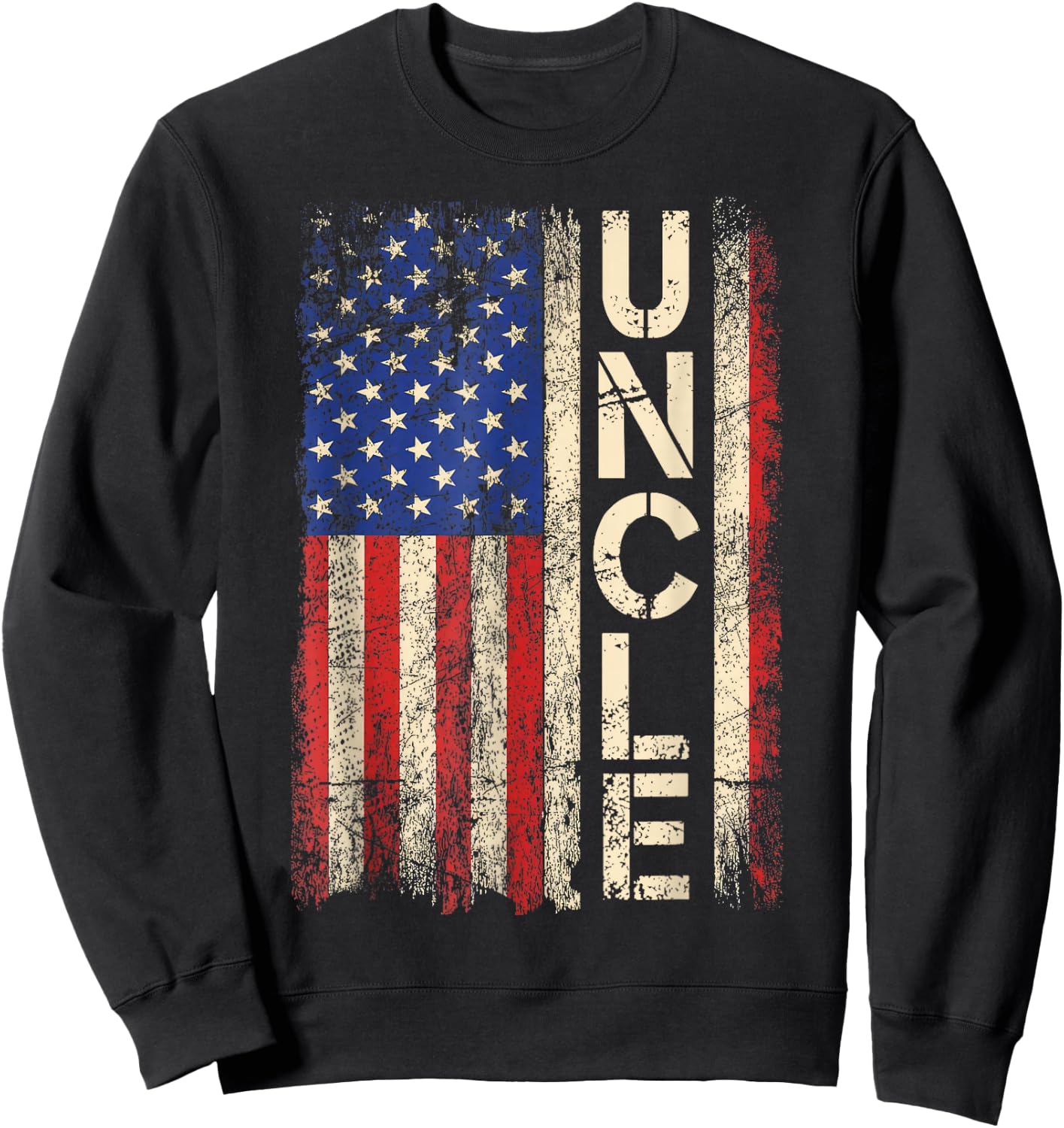 Uncle American Flag Father's Day Sweatshirt - Sweatshirt | Black