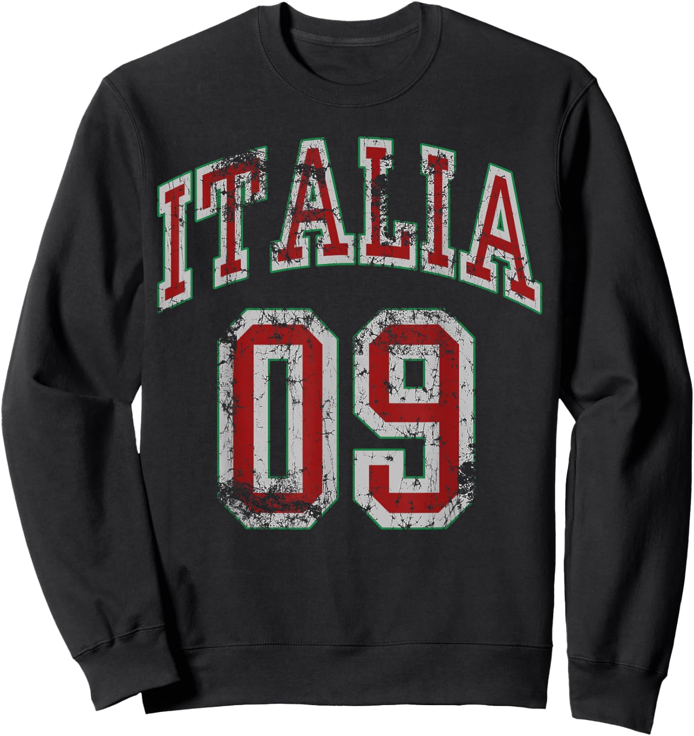 Italia 09 Retro Italian Vintage Distressed Men Women Kids Sweatshirt - Sweatshirt | Black
