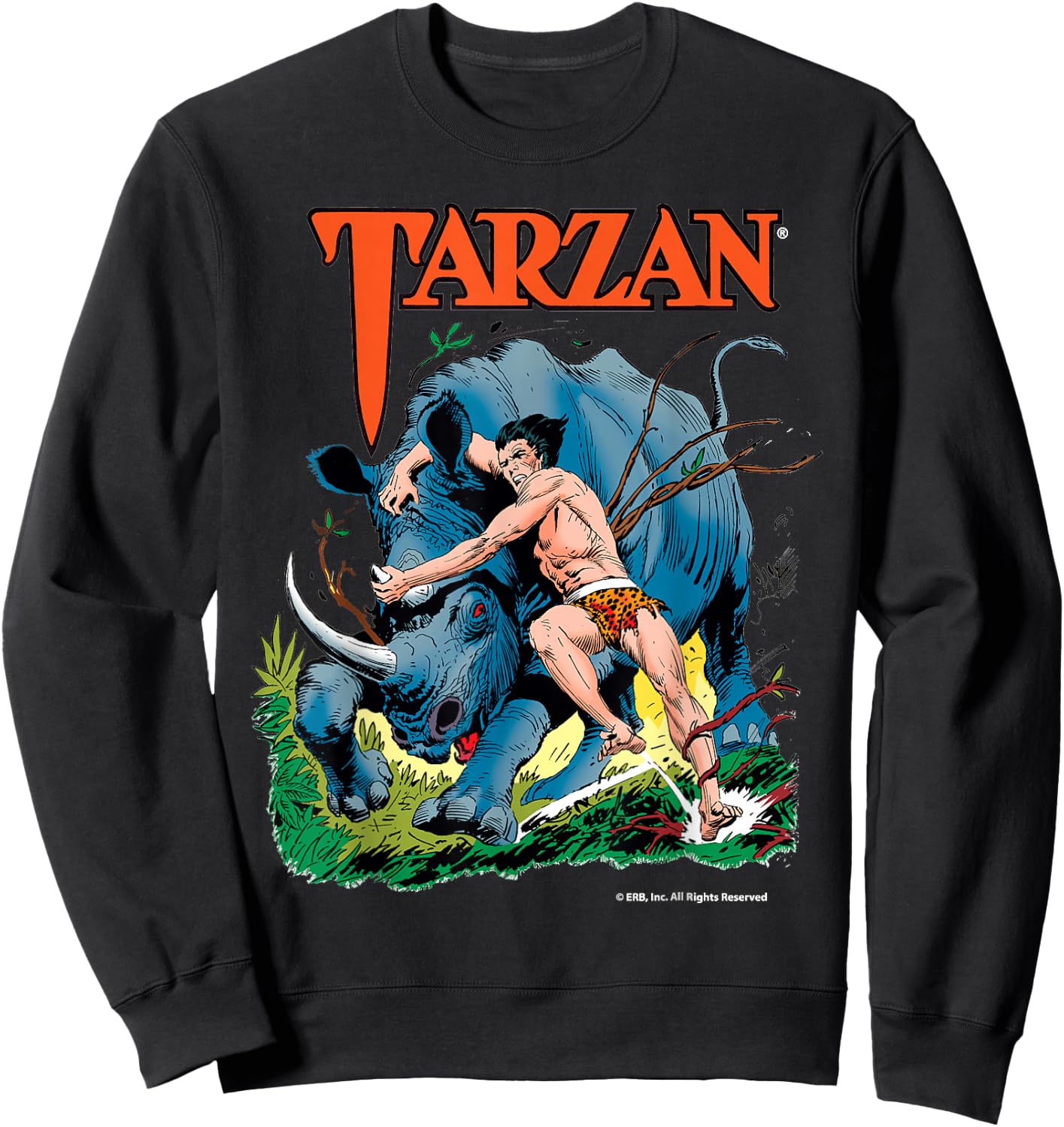 Edgar Rice Burroughs, Inc. Tarzan Adult Black Modern Classic Cartoon Sweatshirt - Sweatshirt | Black