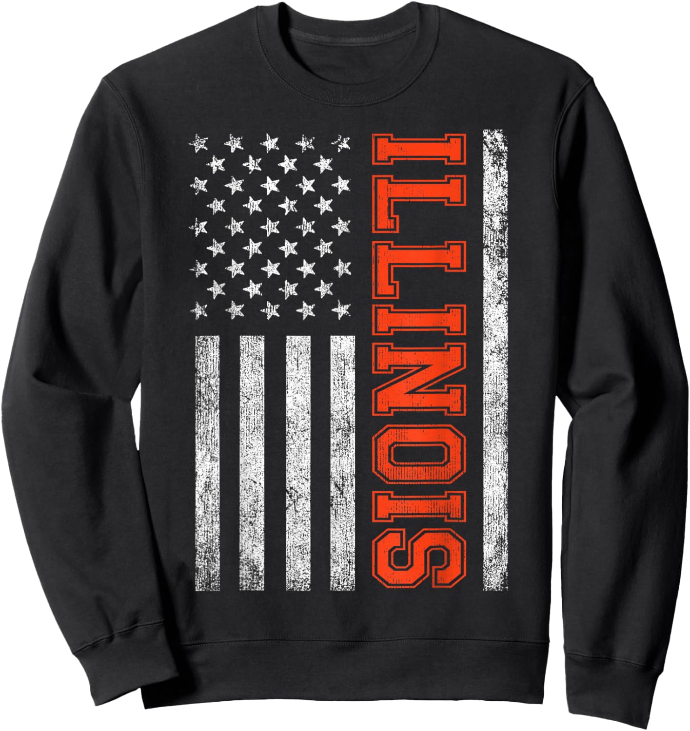 Retro Illinois Vintage Illinois Orange Blue Throwback IL Sweatshirt - Sweatshirt | Black