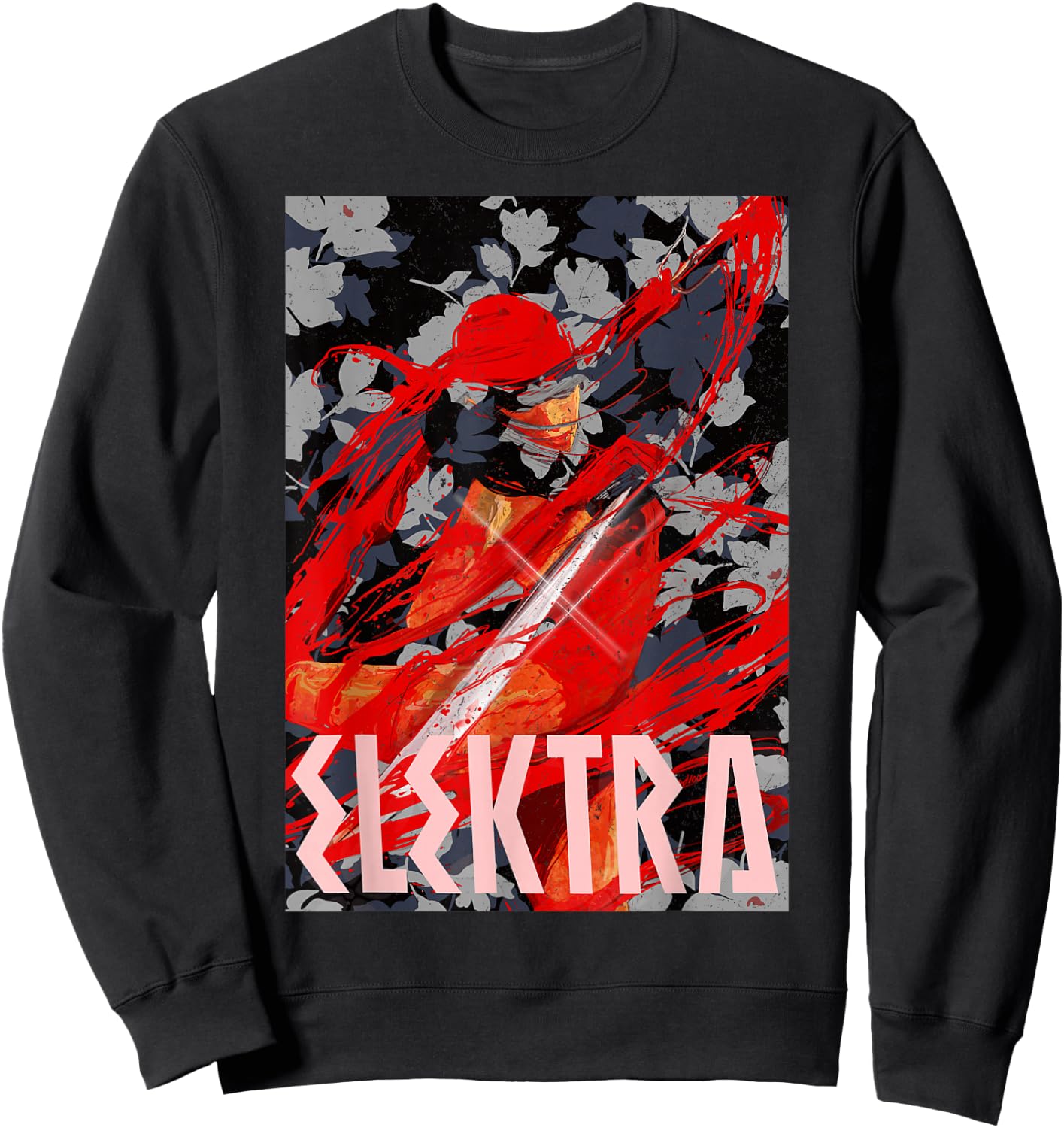 Marvel Elektra The Secret Floral Assassin Graphic Sweatshirt - Sweatshirt | Black