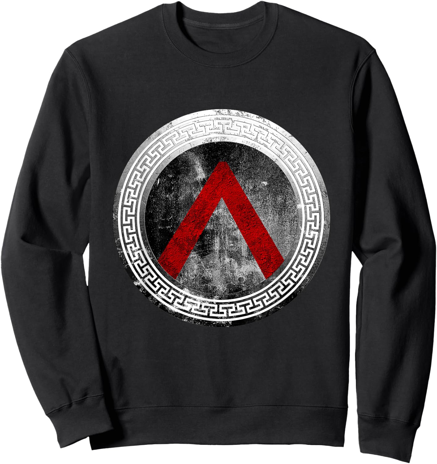 Spartan Warrior Lambda Shield Ancient Greek Vintage Sweatshirt - Sweatshirt | Black
