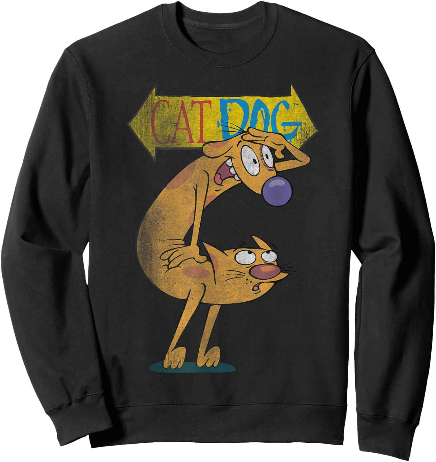 Nickelodeon Classic Nickelodeon CatDog Character Logo T Shirt, Black, Small US Sweatshirt - Sweatshirt | Black