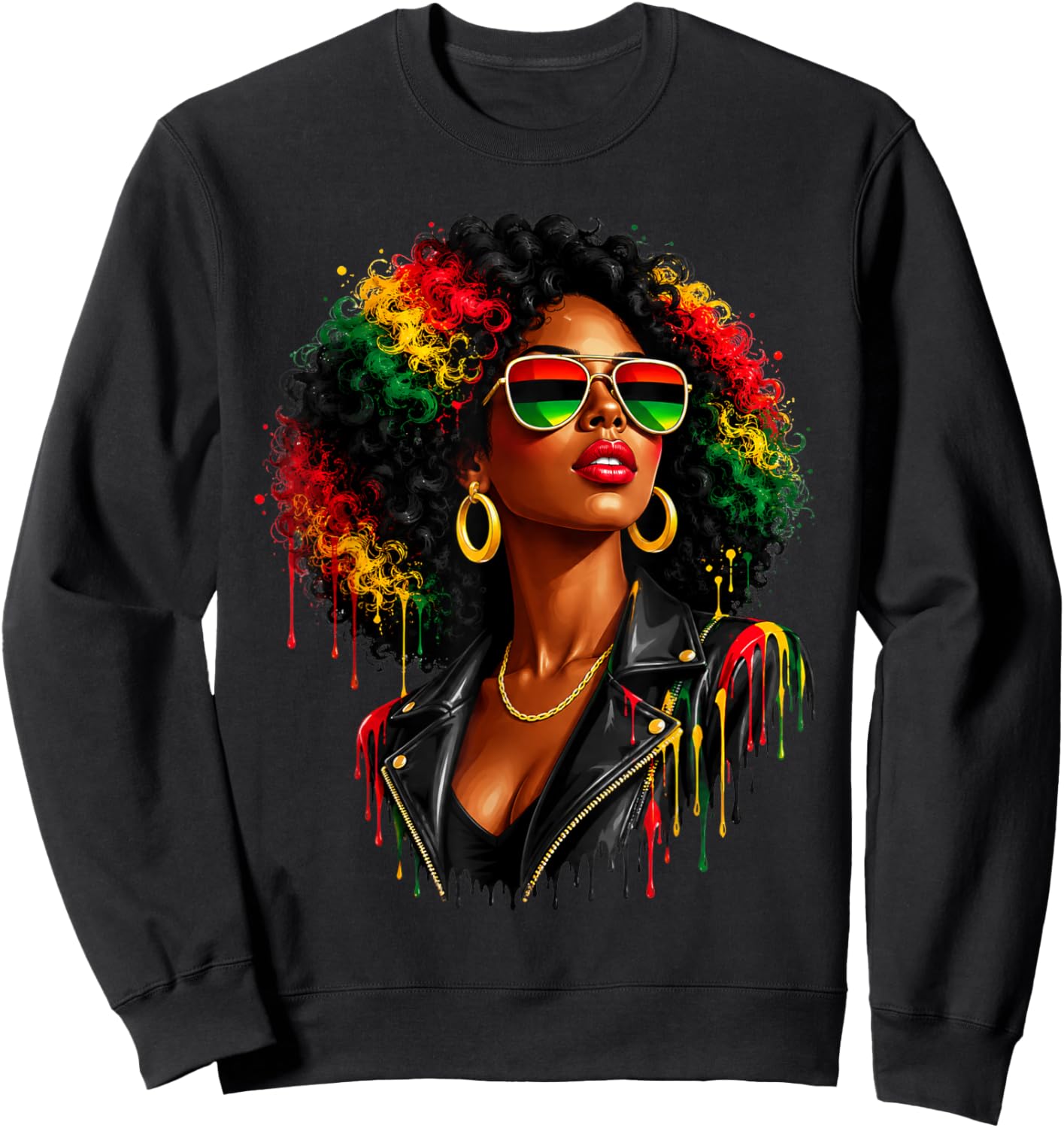 Juneteenth Black Queen Afro African Melanin Drip Freedom Sweatshirt - Sweatshirt | Black