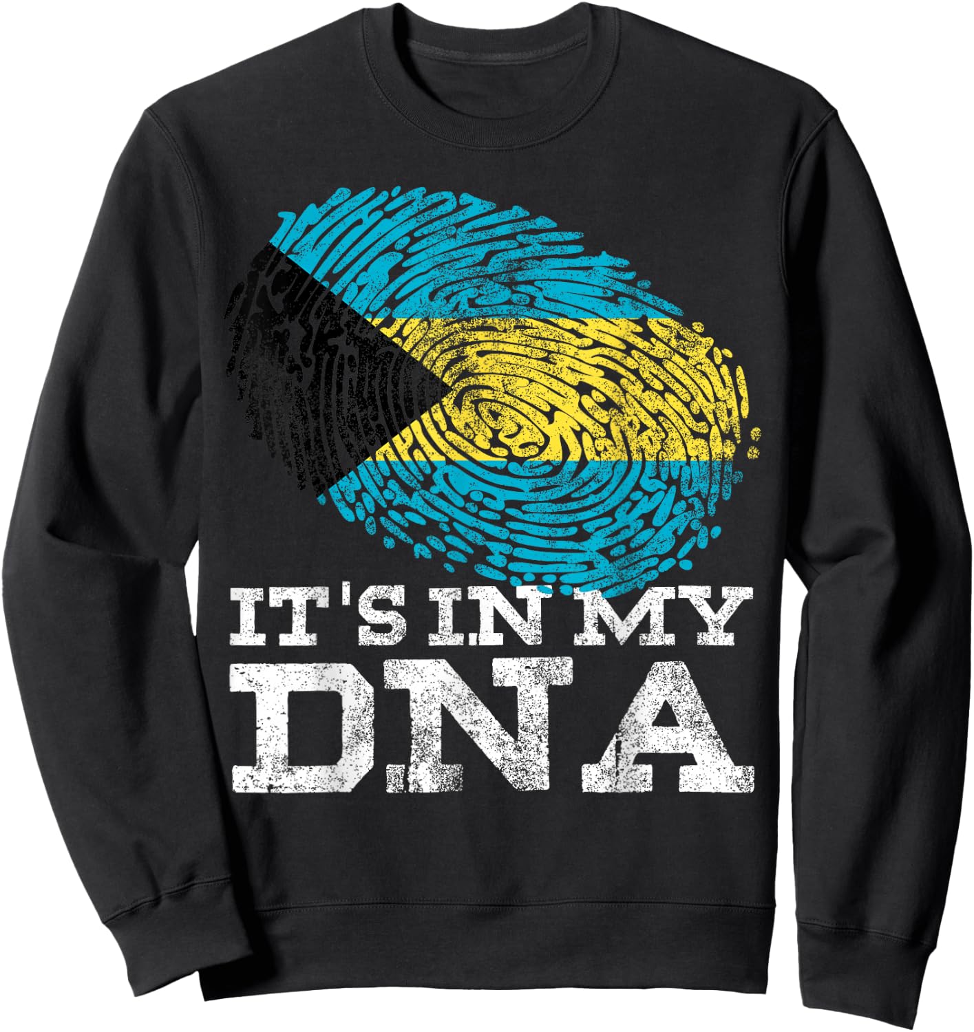 It's in My DNA Bahamian Gifts Fingerprint Proud Bahamas Flag Sweatshirt - Sweatshirt | Black