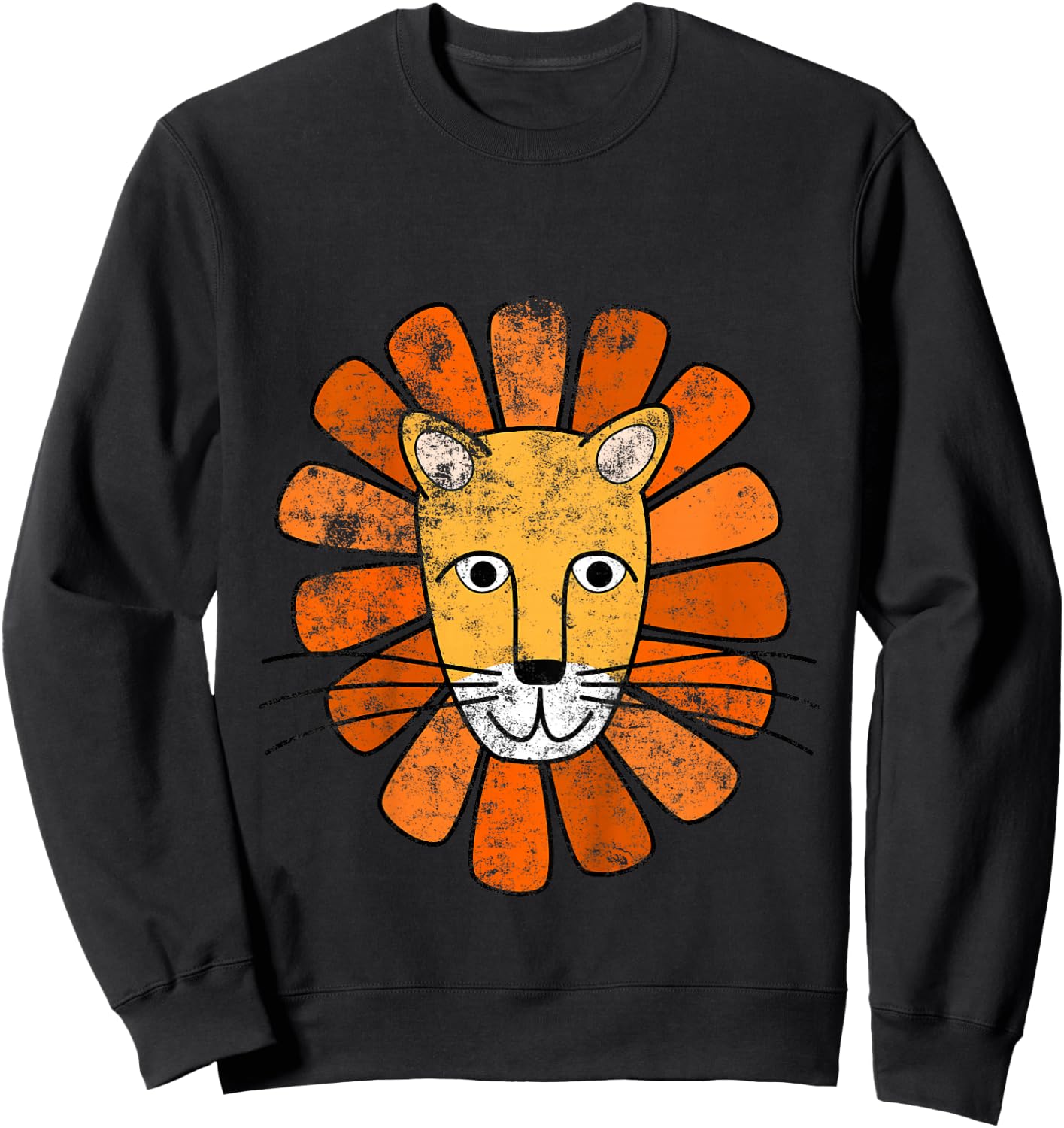 Lion Face . Boys / Girls Cartoon Lion Sweatshirt - Sweatshirt | Black