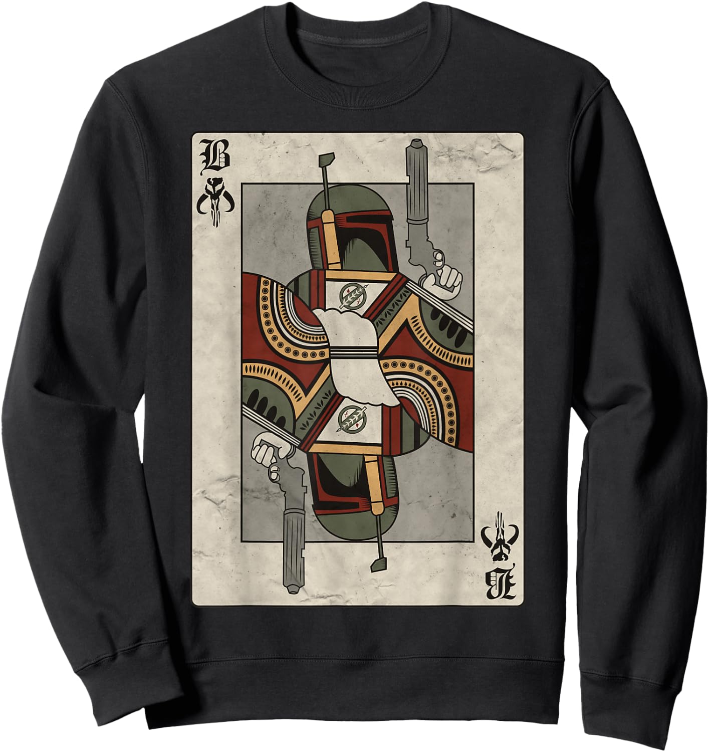 Star Wars Boba Fett Bounty Hunter Playing Card Sweatshirt - Sweatshirt | Black