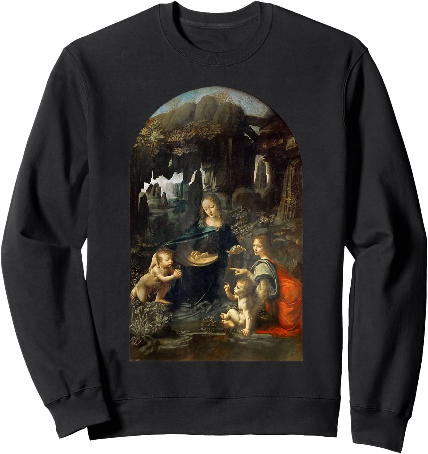 Virgin of the Rocks by Leonardo da Vinci Sweatshirt - Sweatshirt | Black
