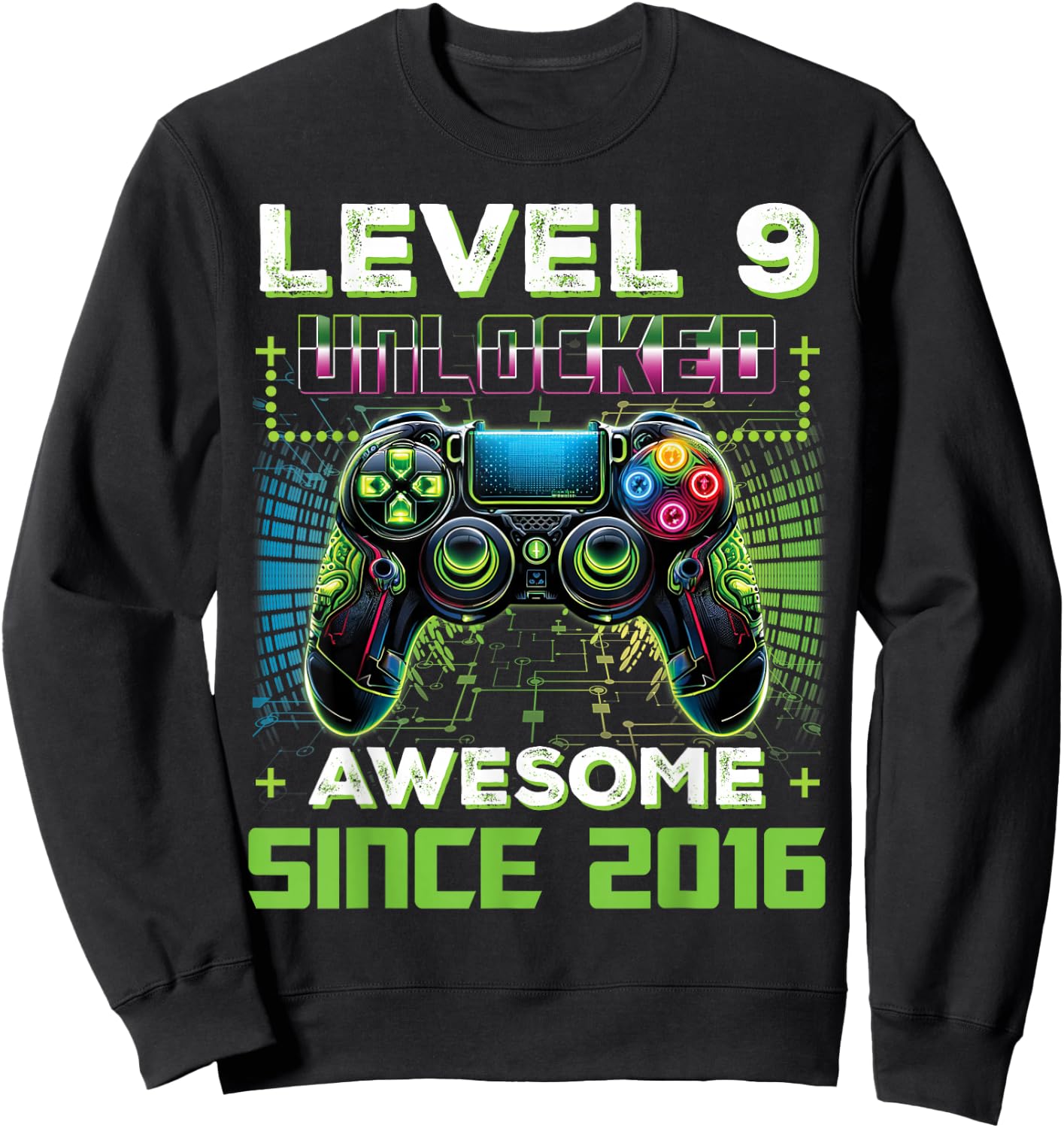Level 9 Unlocked Video Game 9th Birthday Gamer Boys Son Sweatshirt - Sweatshirt | Black