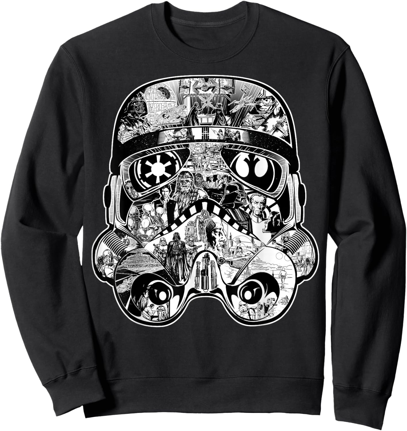 Star Wars Stormtrooper Helmet Comic Collage Graphic Sweatshirt - Sweatshirt | Black