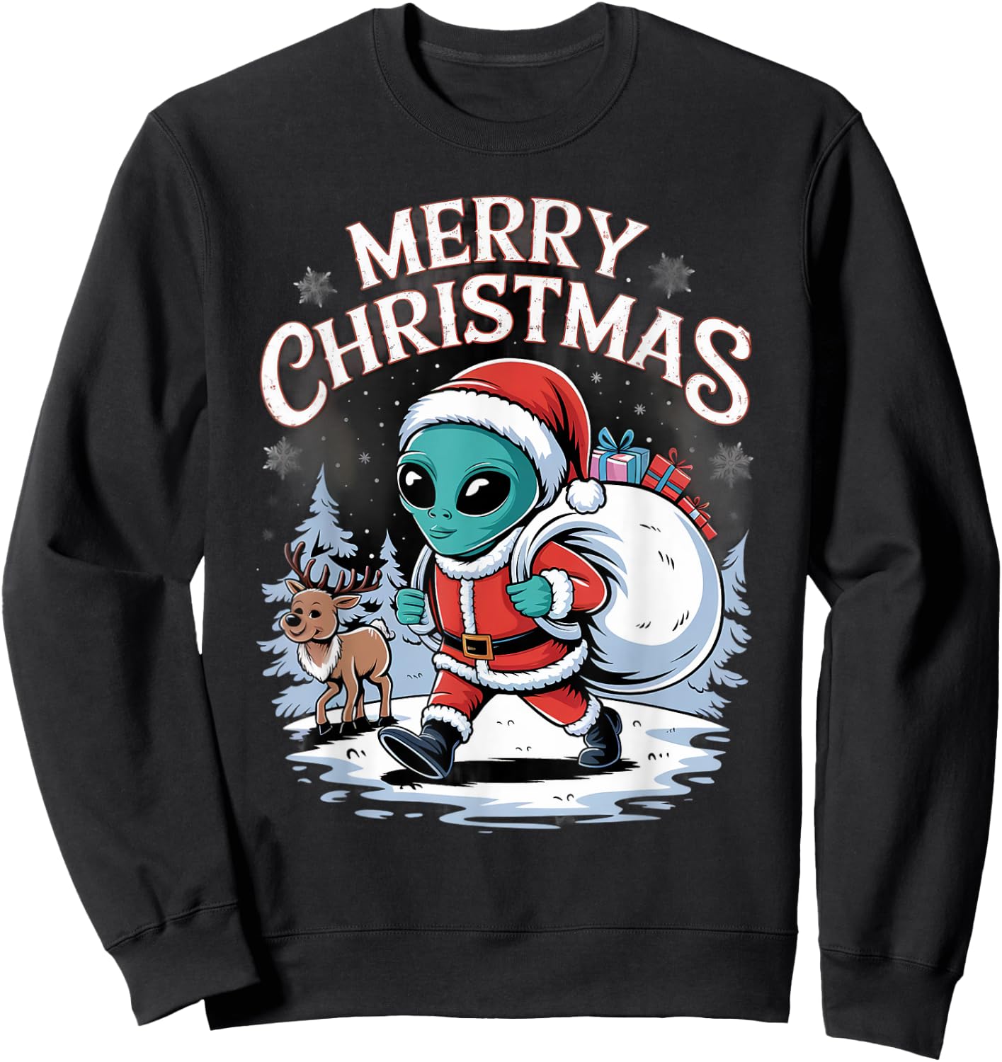 Xmas Alien Santa on Alien Christmas Sweatshirt - Sweatshirt | Black