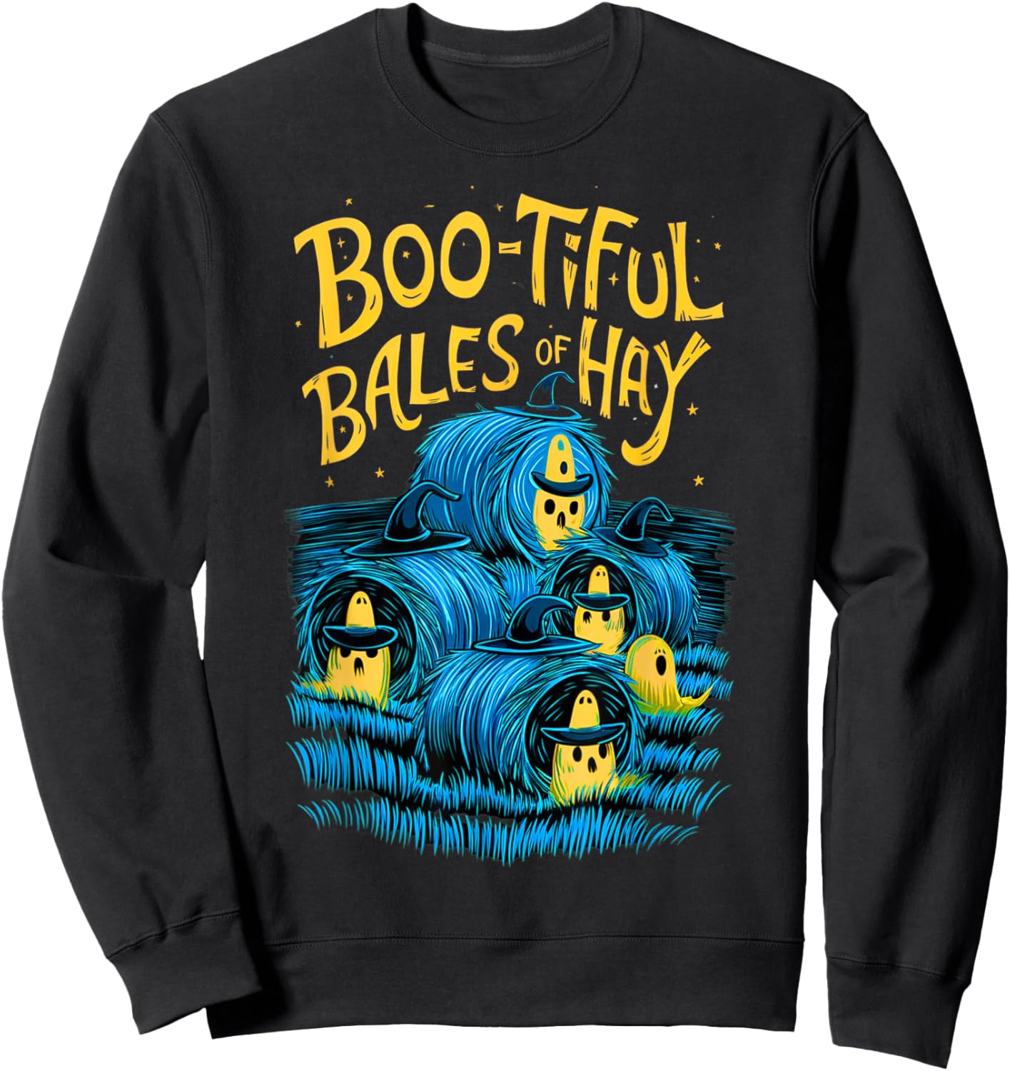 Funny Farmer Costume Halloween Spooky Zombie Bales of Hay Sweatshirt - Sweatshirt | Black