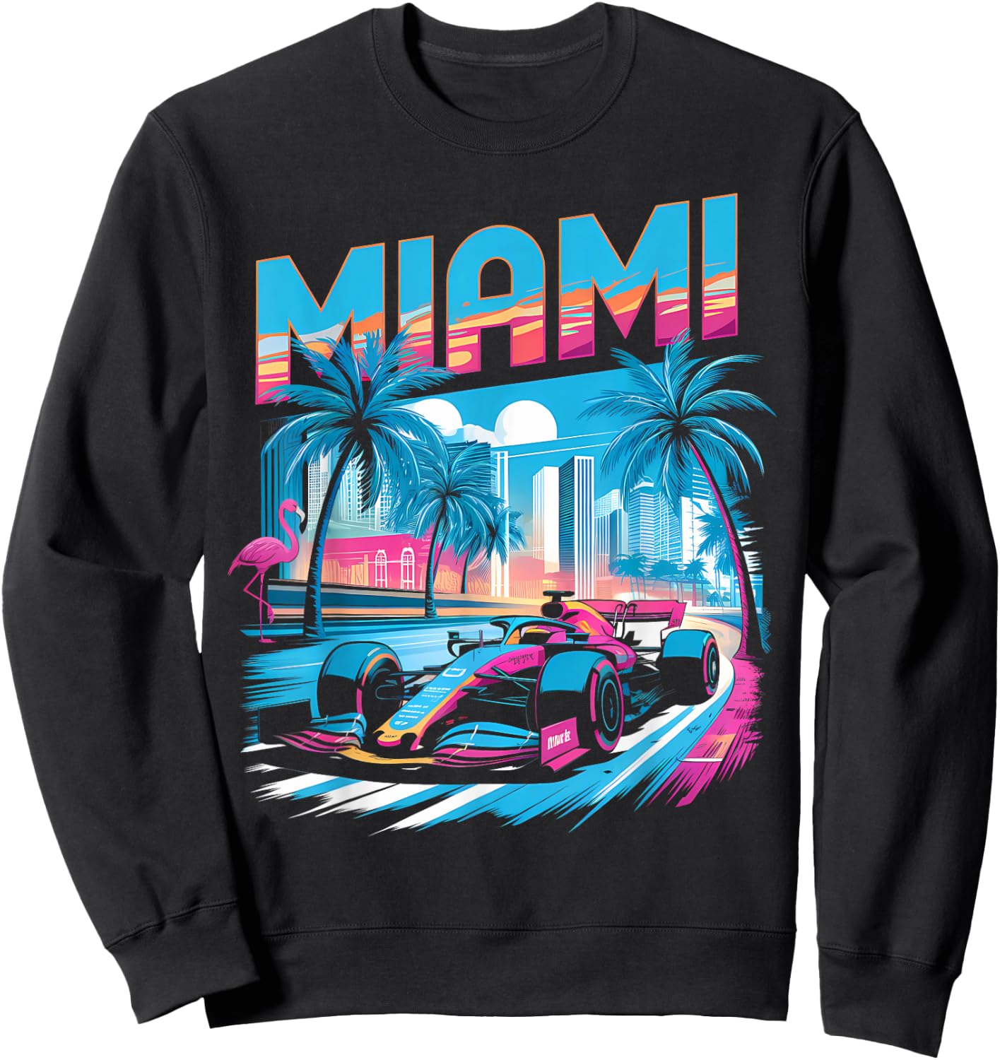 Miami Racing Gifts Men Women Race Car Racer Driver Sweatshirt - Sweatshirt | Black