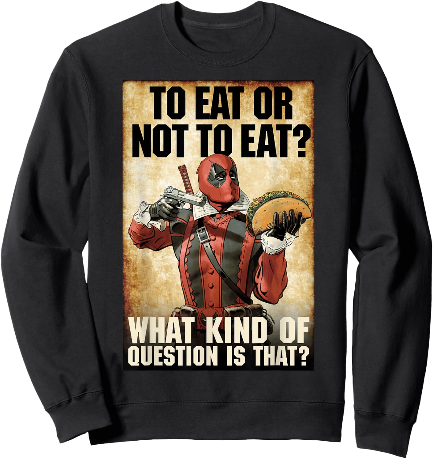 Marvel Deadpool to Eat Or Not to Eat Graphic Sweatshirt - Sweatshirt | Black