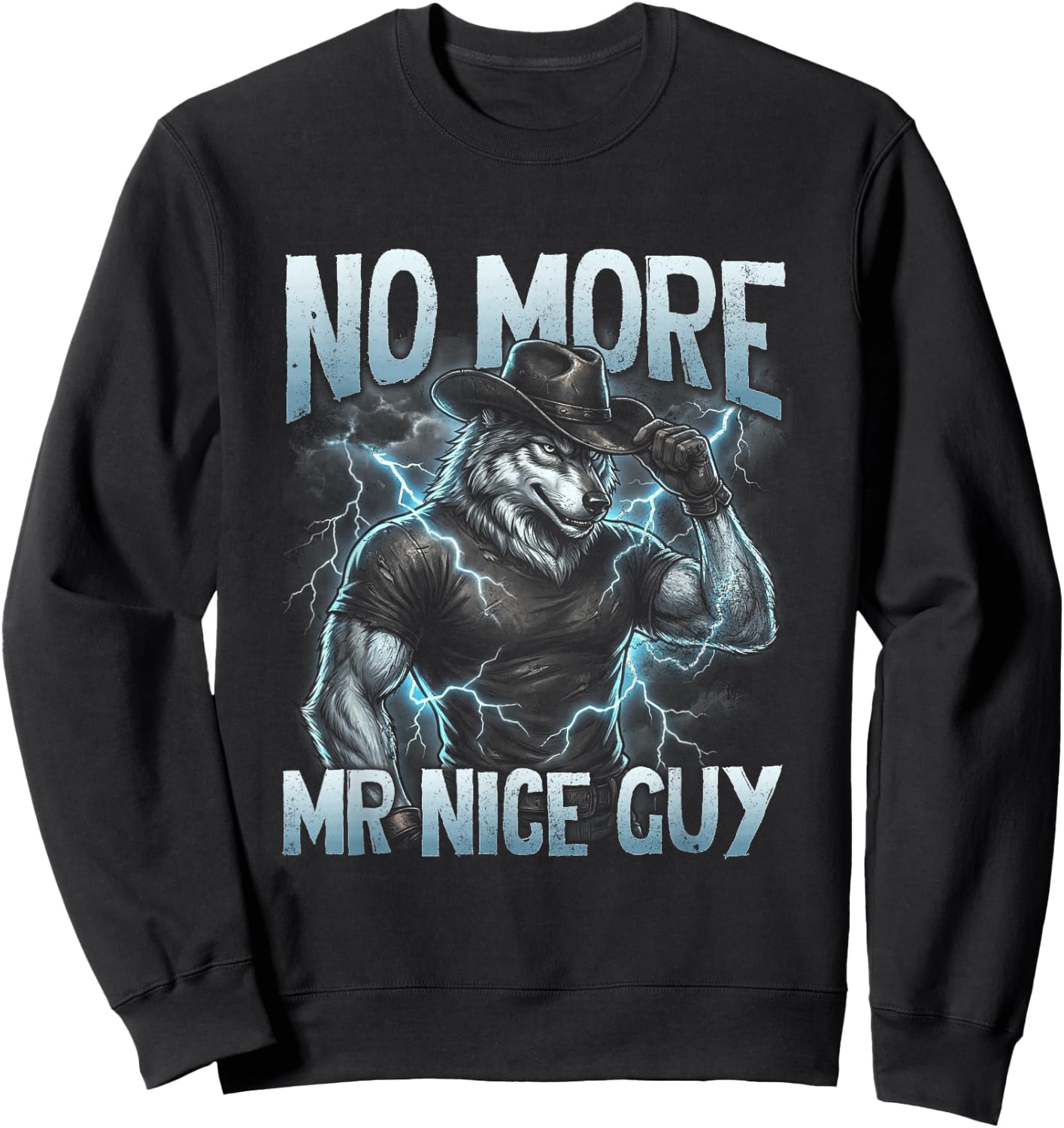 Funny Alpha Wolf No-More Mr-Nice Guy Brainrot Alpha-Male Sweatshirt - Sweatshirt | Black