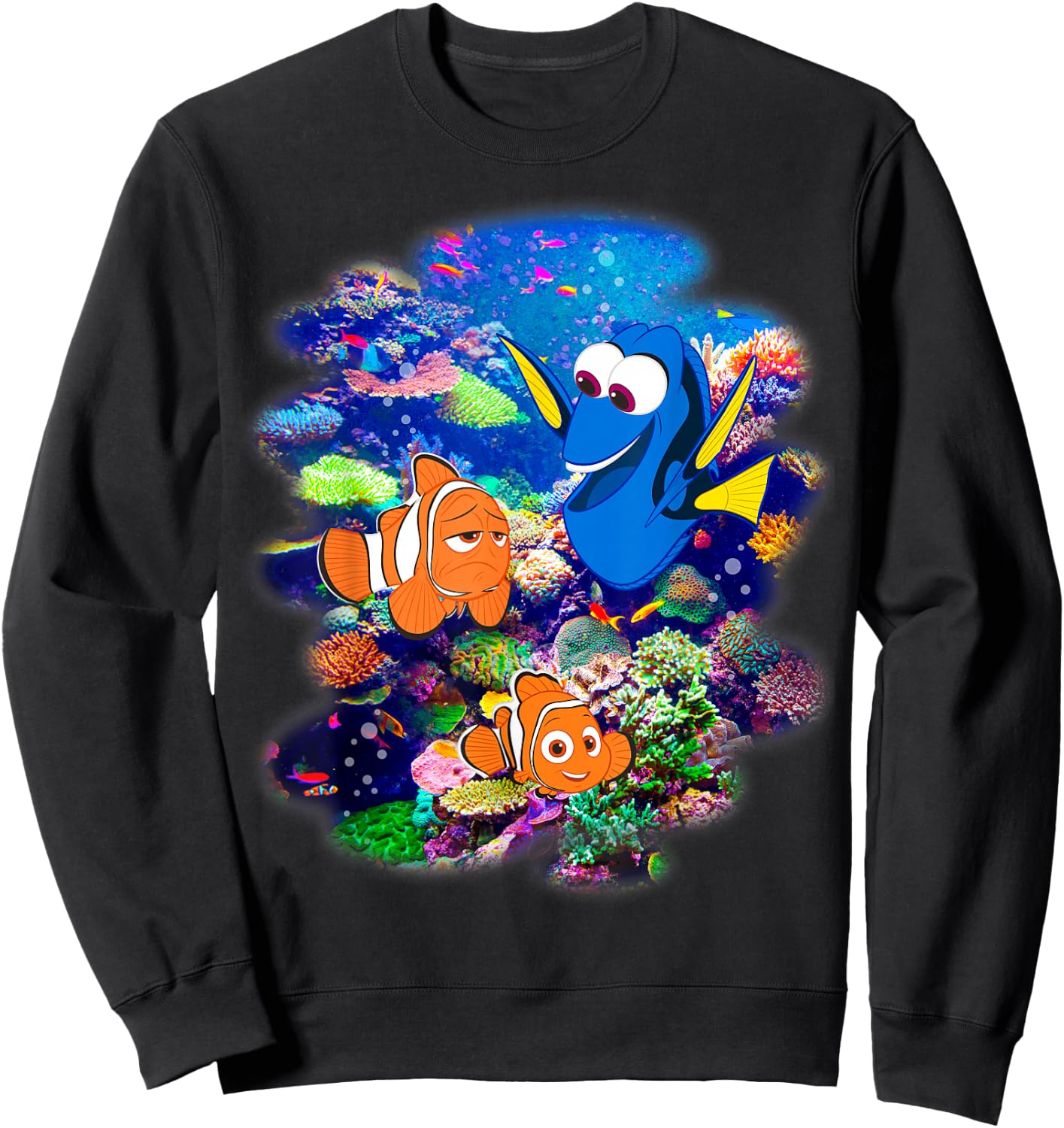 Disney Pixar Finding Dory Marlin & Nemo Rainbow Reef Scene Sweatshirt - Sweatshirt | Black