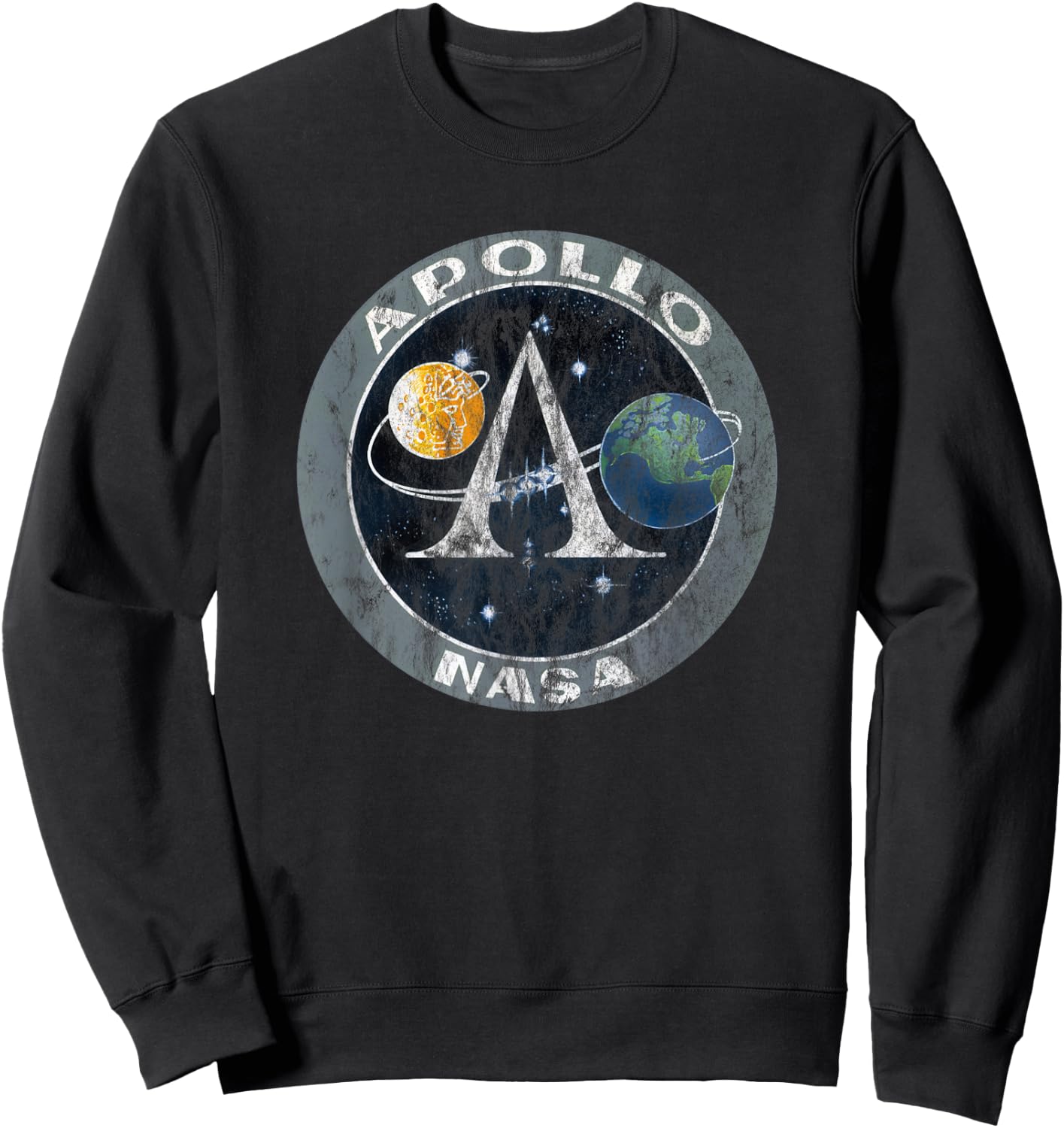 NASA Apollo Missions Distressed Logo Moon Missions Sweatshirt - Sweatshirt | Black