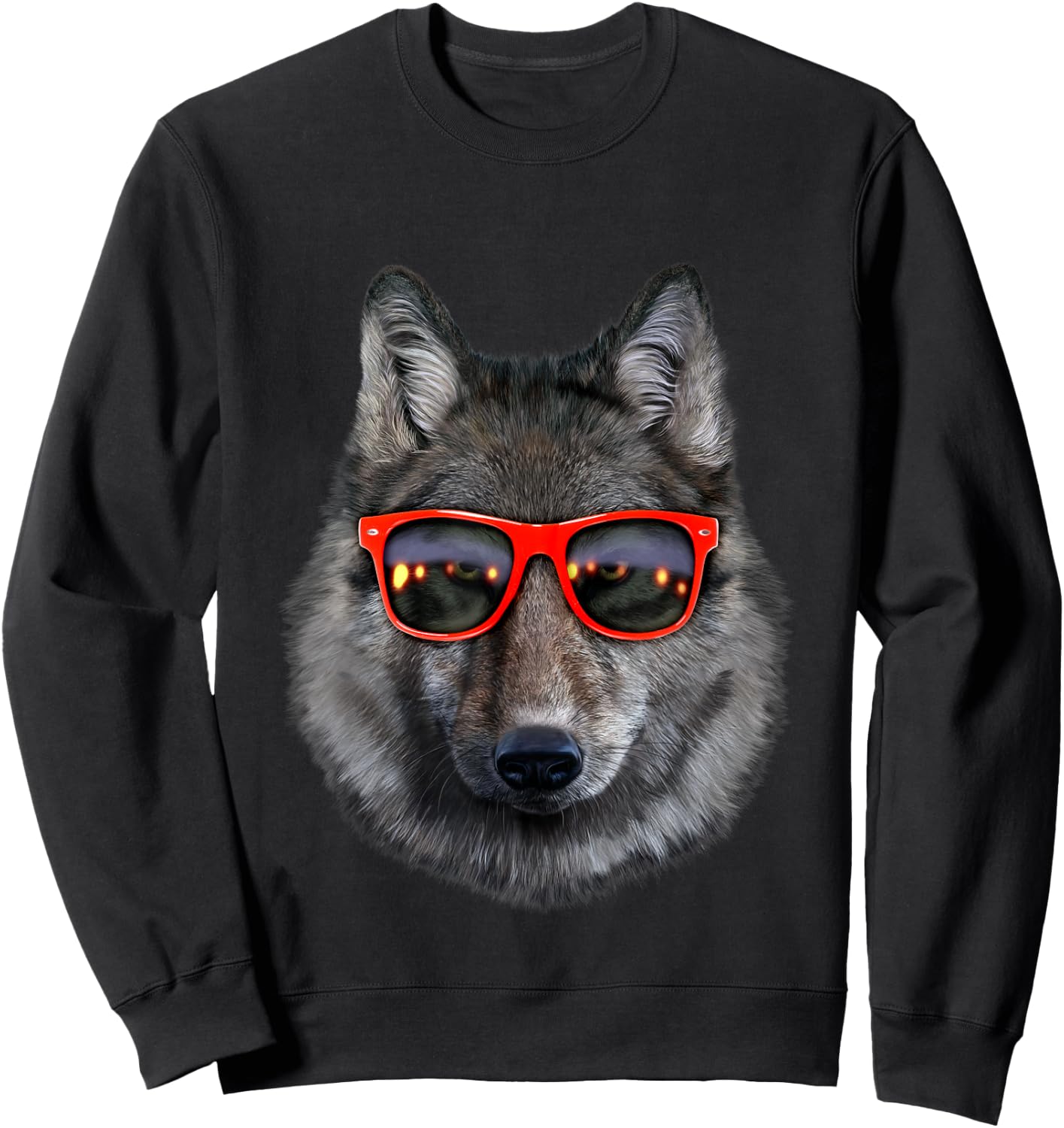 Wolf in Retro Sunglass Frame, Wolves Sweatshirt - Sweatshirt | Black