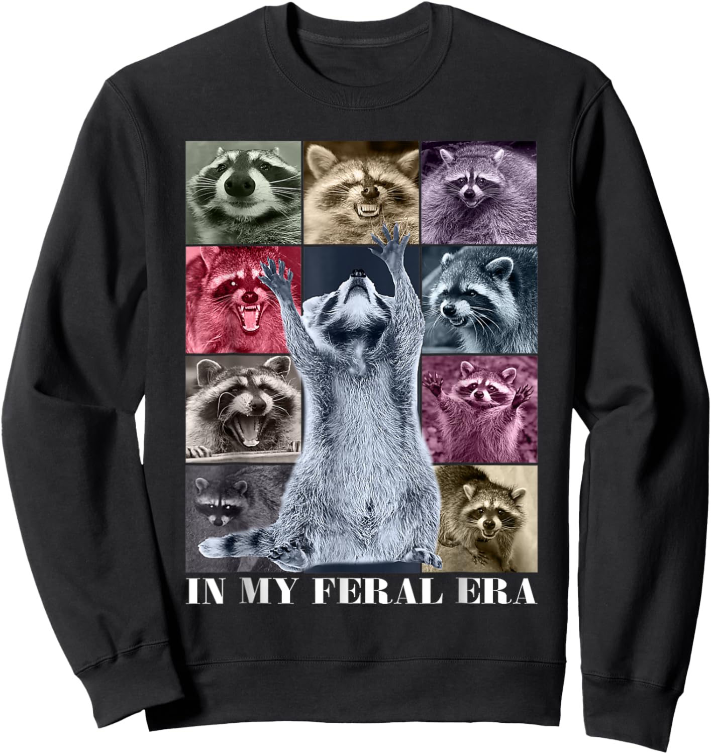 In My Feral Era Funny Raccoon Animal Meme Racoons Team Trash Sweatshirt - Sweatshirt | Black