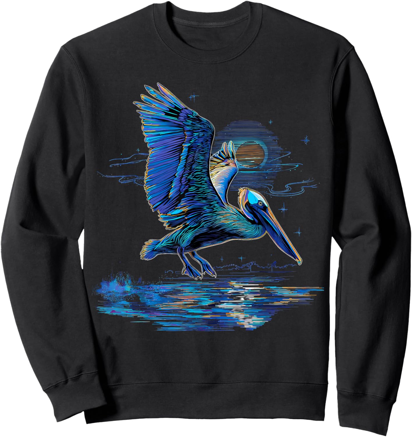 Pelican Bird Animal Graphic Seabird Tropical Pelican Lover Sweatshirt - Sweatshirt | Black
