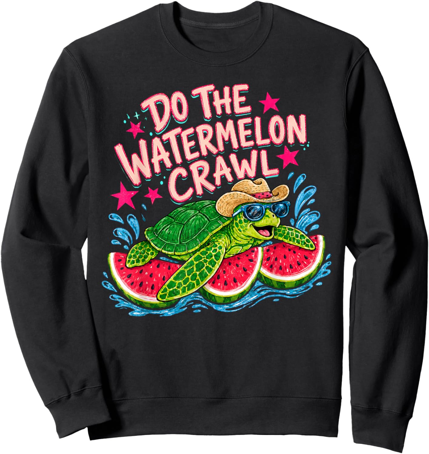 Do The Watermelon Crawl Sea Turtle Beach Summer Vacation Sweatshirt - Sweatshirt | Black