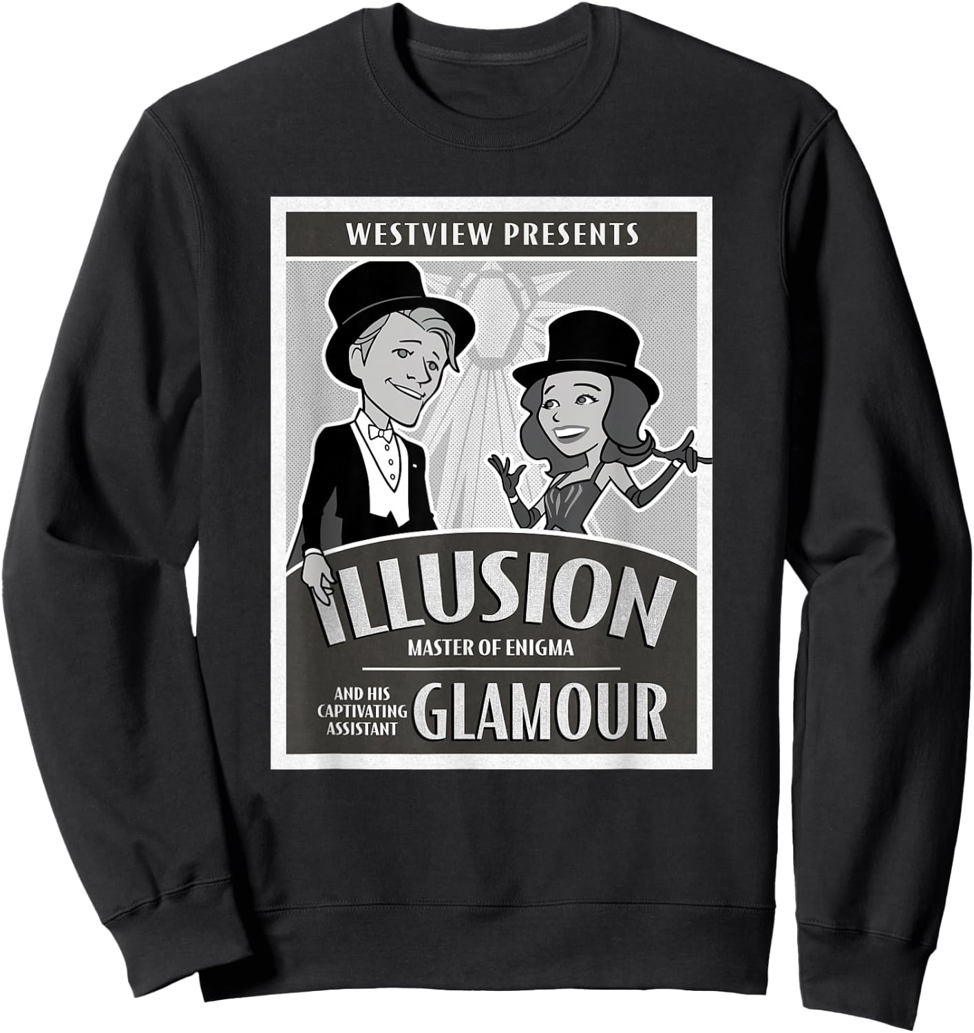 Marvel WandaVision Westview Presents Retro Magician Poster Sweatshirt - Sweatshirt | Black