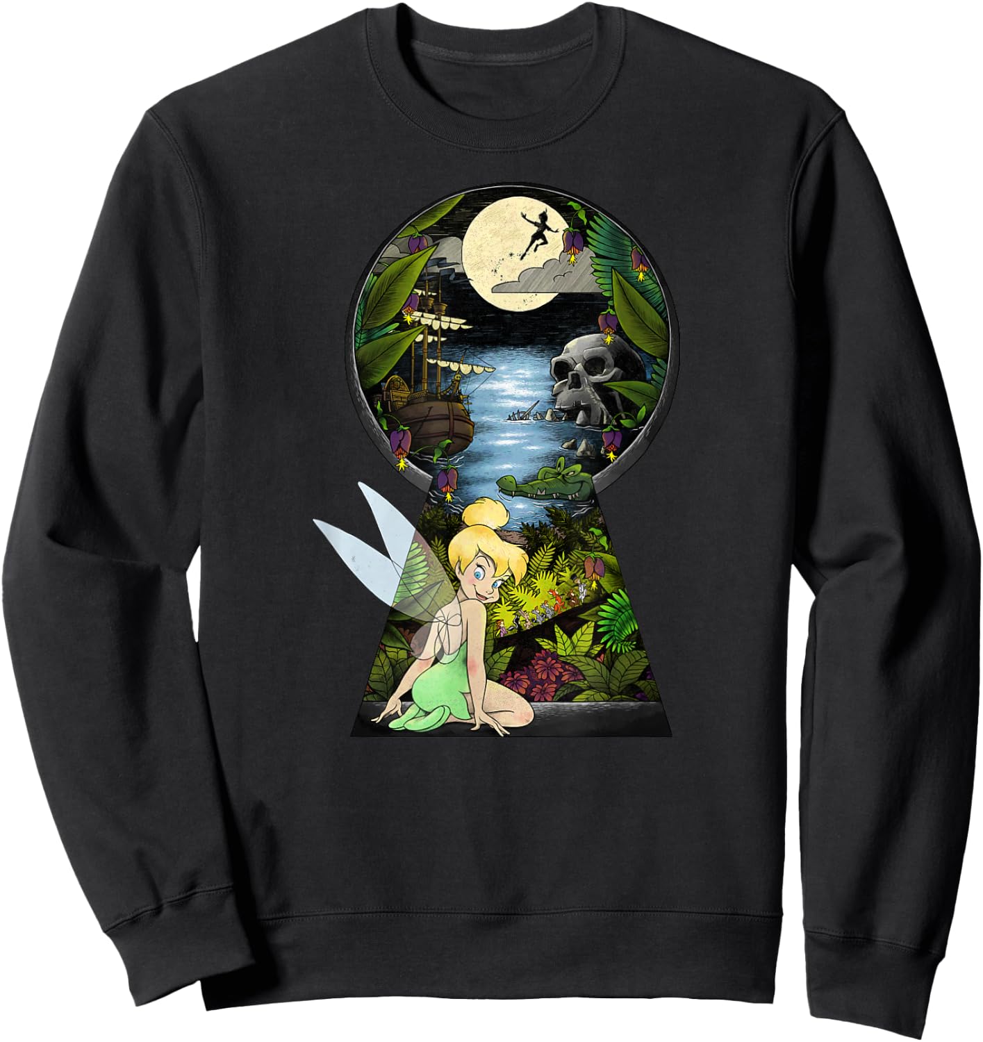 Disney Peter Pan Tinkerbell Keyhole Graphic Sweatshirt - Sweatshirt | Black