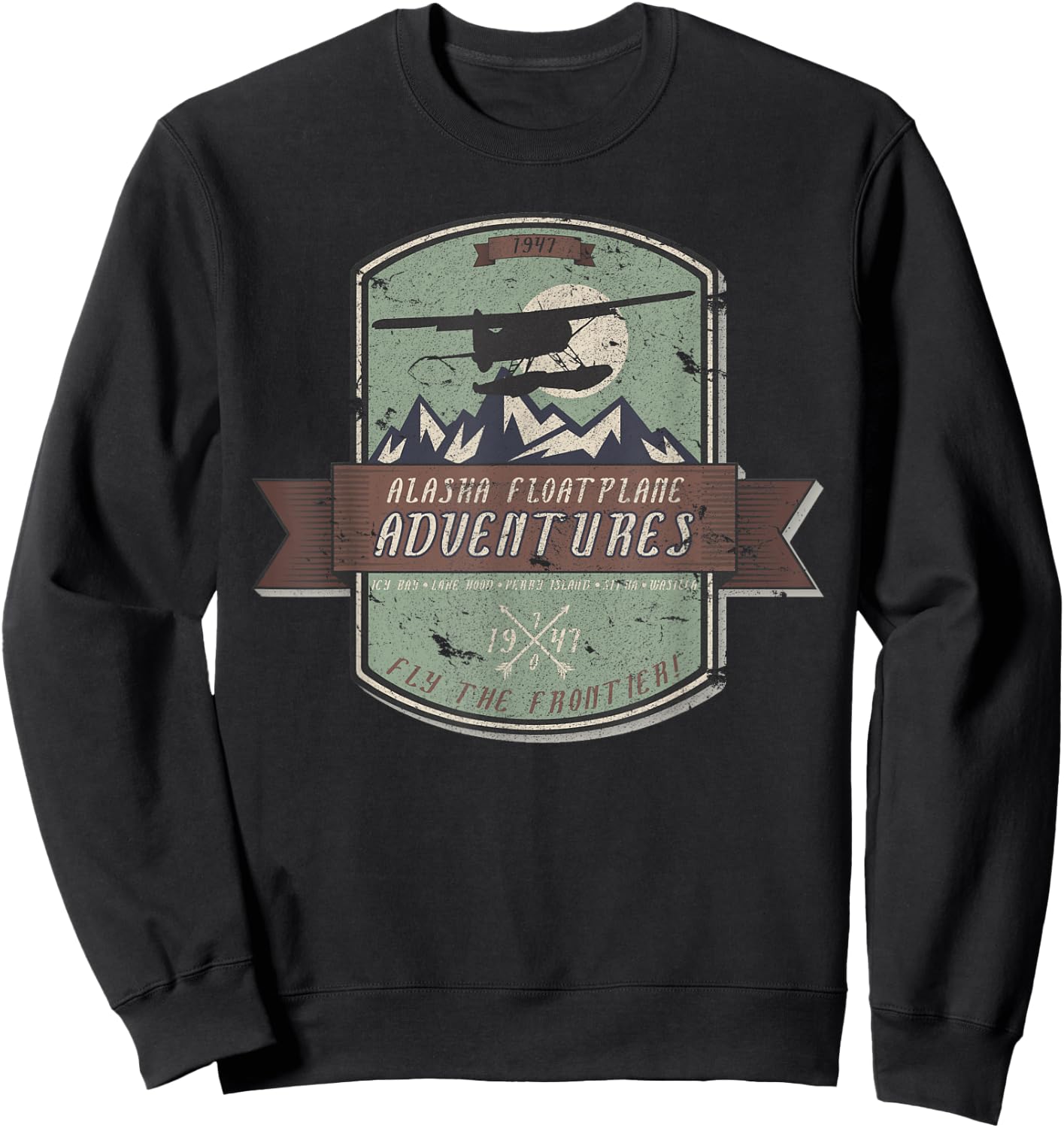 Alaska Floatplane Adventures Beaver Airplane Pilot Sweatshirt - Sweatshirt | Black