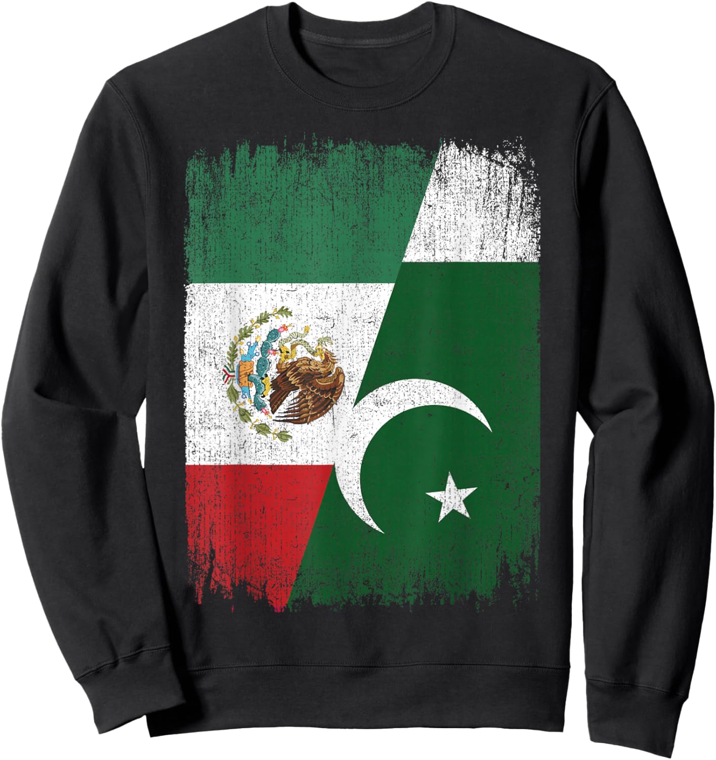 Half Mexico Pakistan Flag Mexican Pakistani Roots Sweatshirt - Sweatshirt | Black