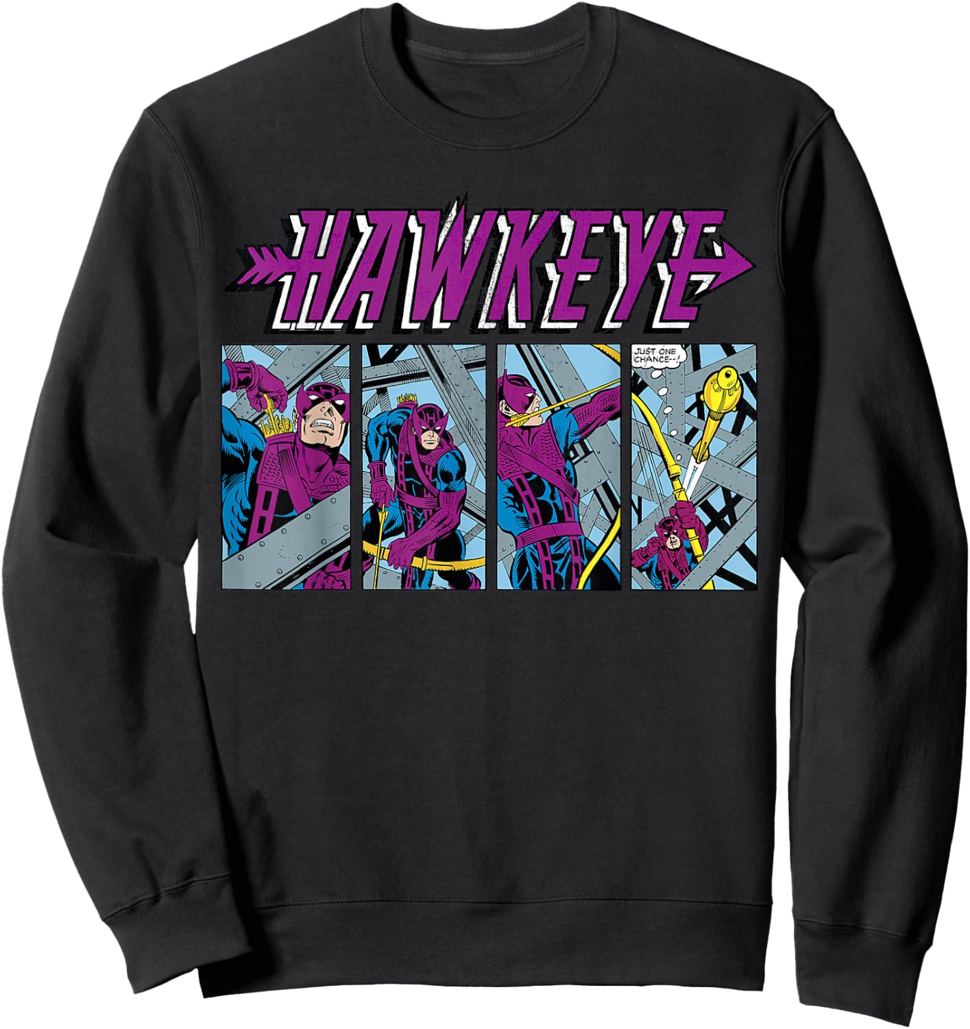 Marvel Hawkeye 'Just One Chance' Classic Comic Art Sweatshirt - Sweatshirt | Black