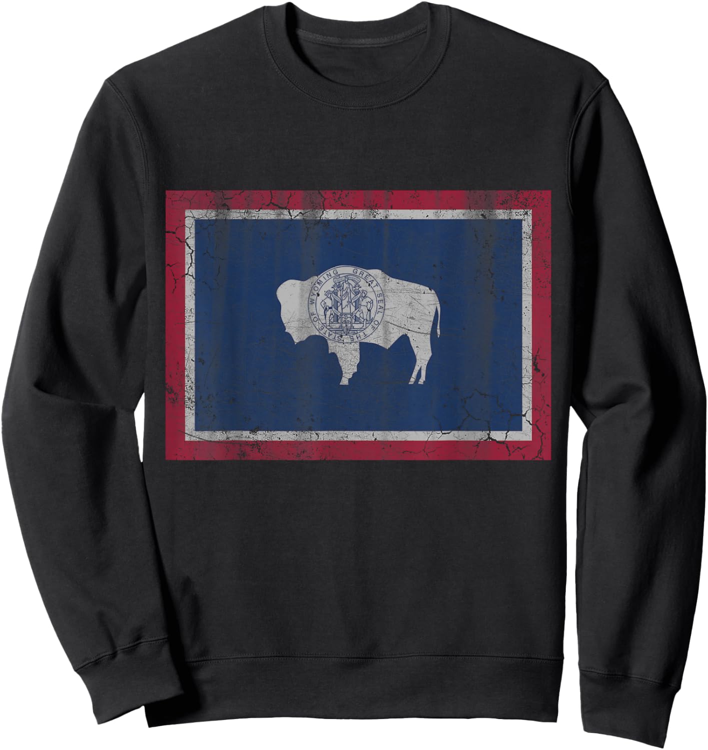 Wyoming Flag Home Love Family Vintage Distressed Sweatshirt - Sweatshirt | Black