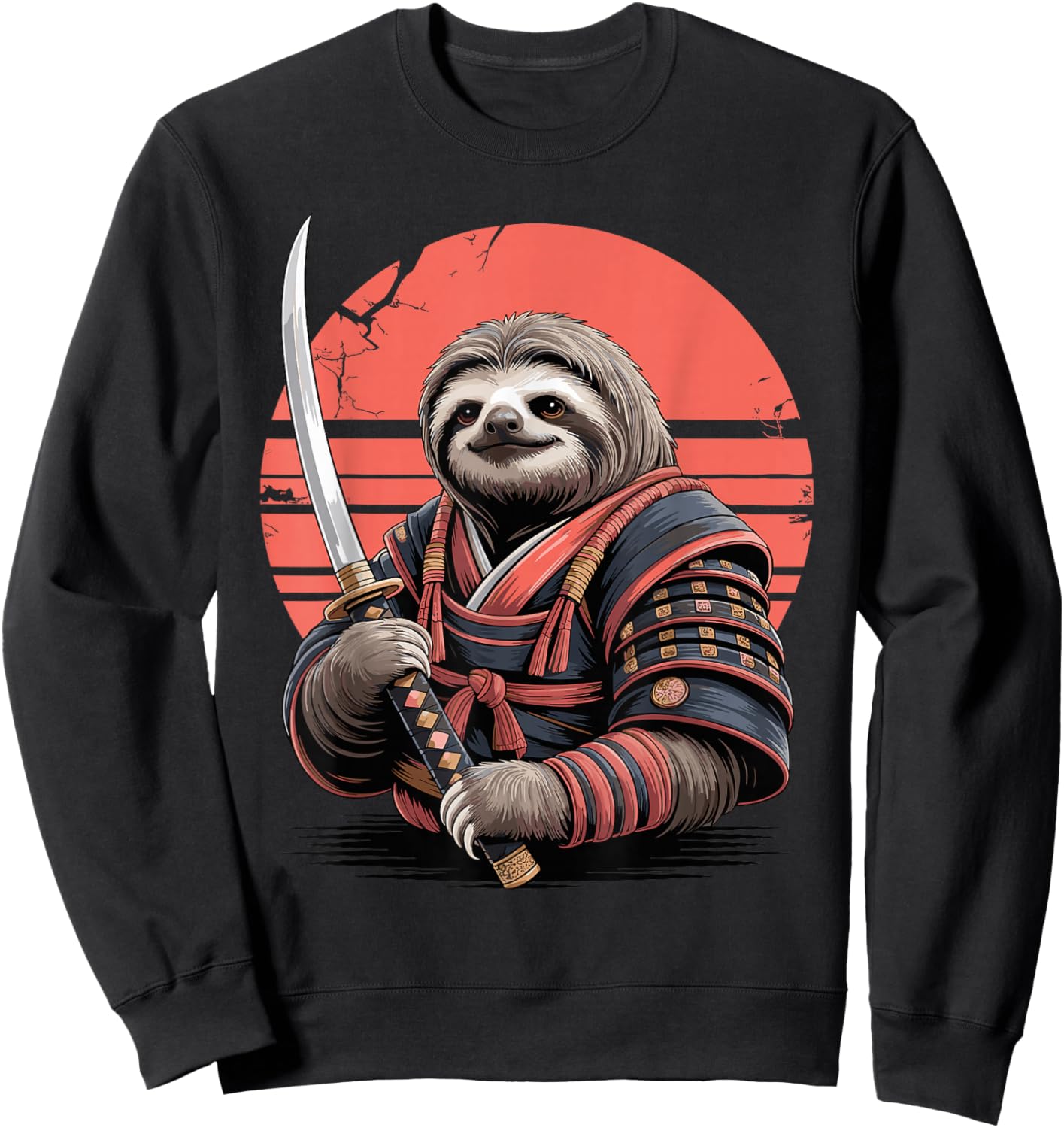Samurai Lazy Sloth Katana Sword Sloths Sweatshirt - Sweatshirt | Black