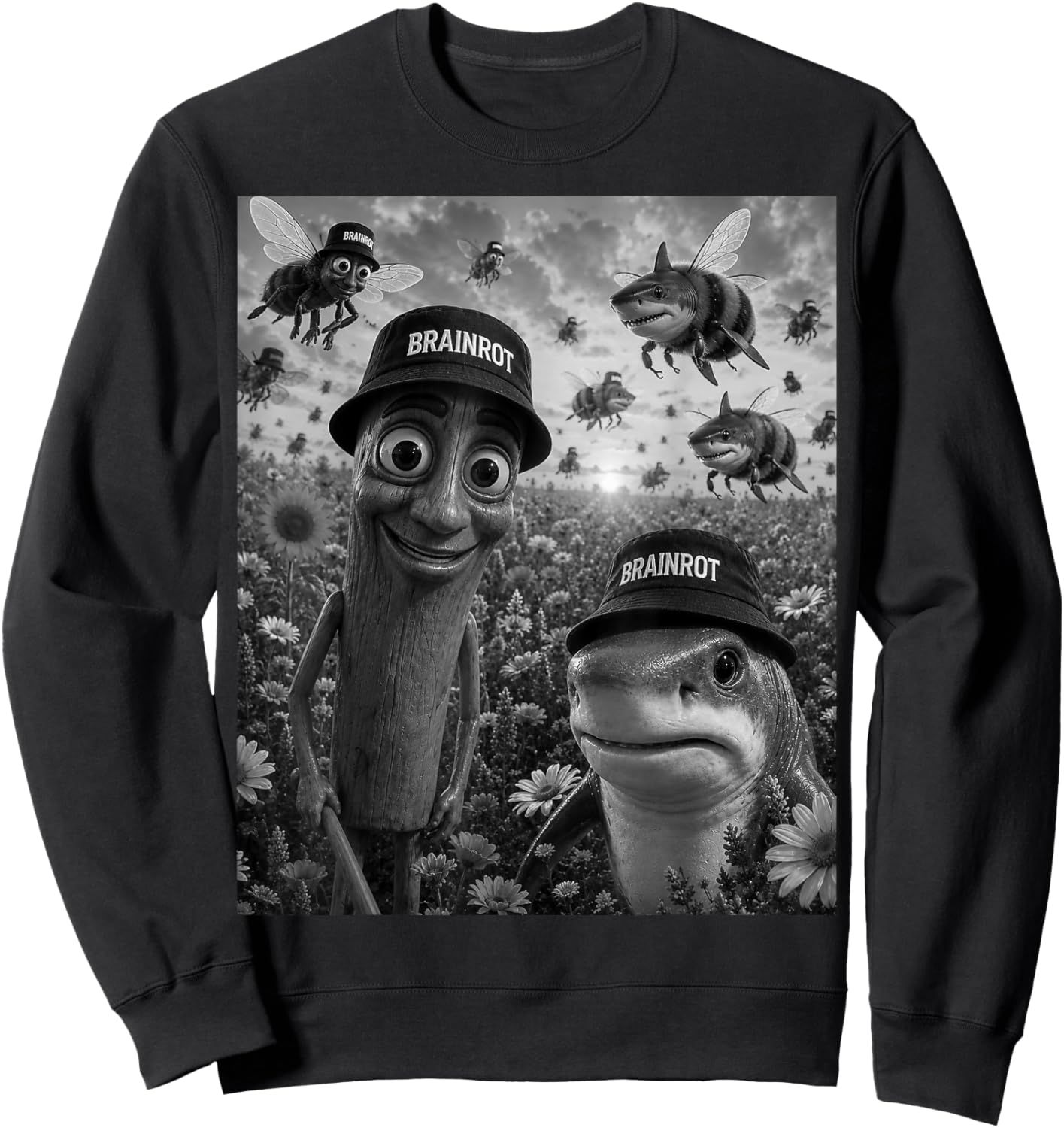 Tralalero Tralala Tung Tung Sahur Italian Brainrot Sweatshirt - Sweatshirt | Black